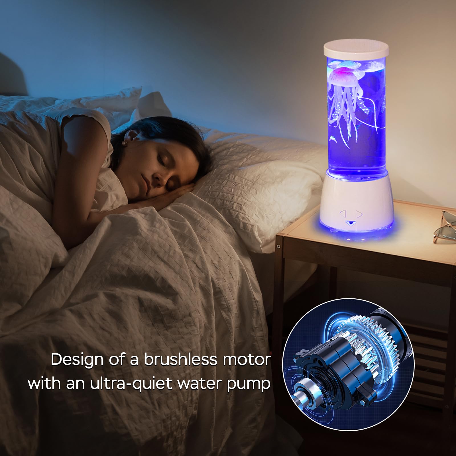 Jsot Jellyfish Decor Lamp 16 Colorful Changing With 4 Light Modes For Christmas , Jellyfish Aquarium Nights Light With Remote Control Usb/Battery For Children'S, Adult'S . (White)