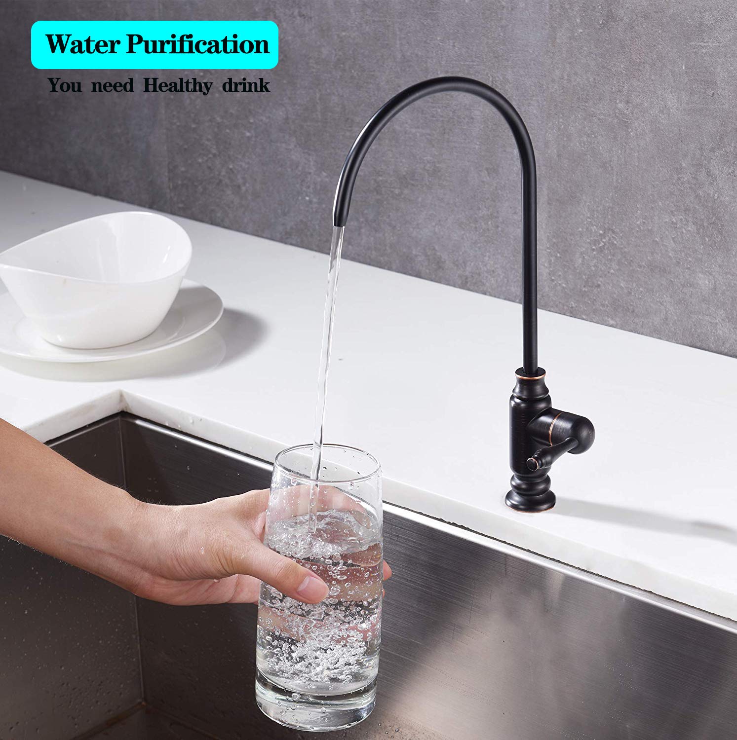 Kmeino Oil Rubbed Bronze Water Drinking Faucet, 100% Lead-, Universal Fit For Ro Systems, Low Noise, Ceramic Disk Cartridge, Sink Mount