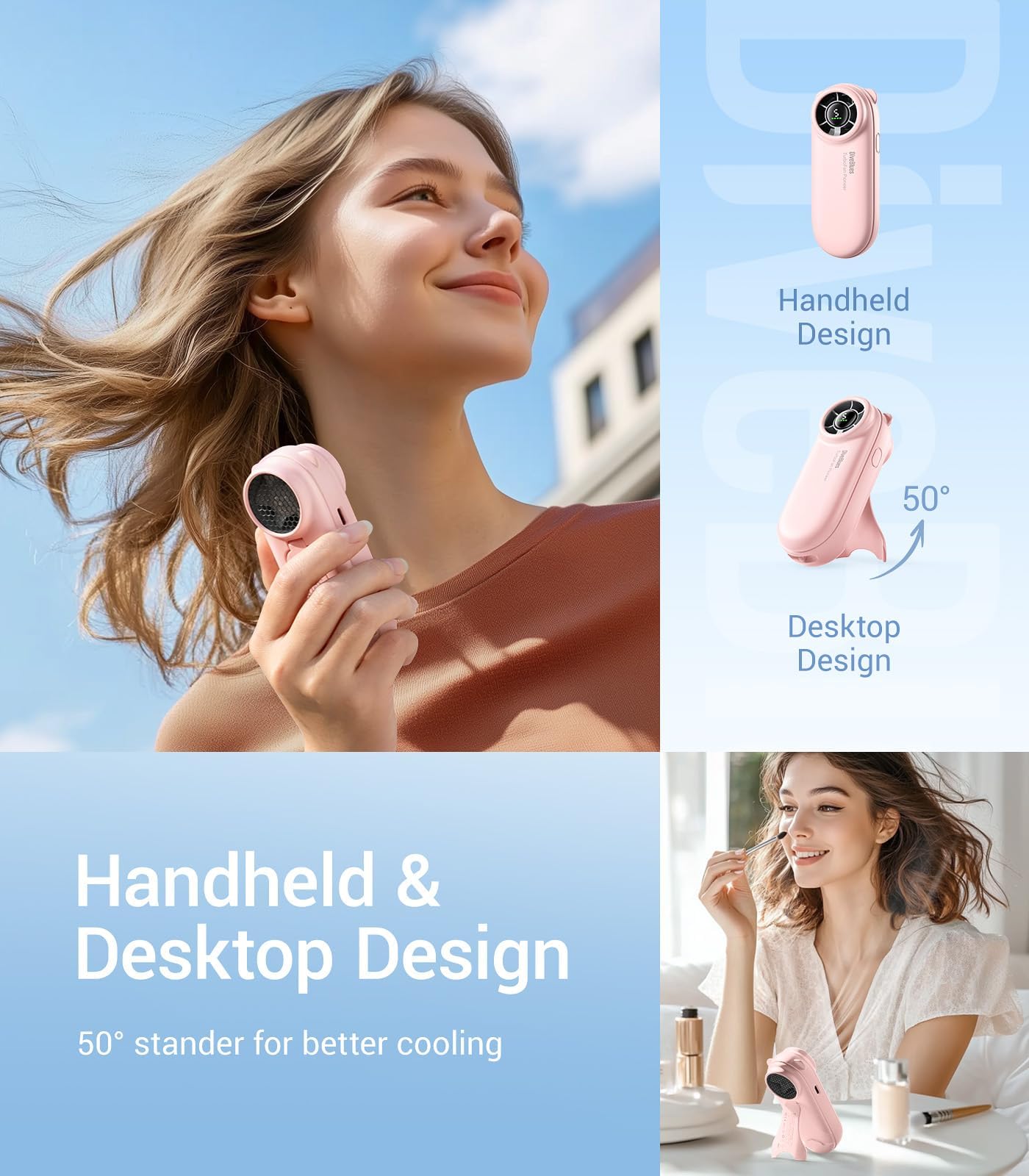 Turbobear Portable Handheld Turbo Fan, Travel Essentials, Hand Held Fan Rechargeable