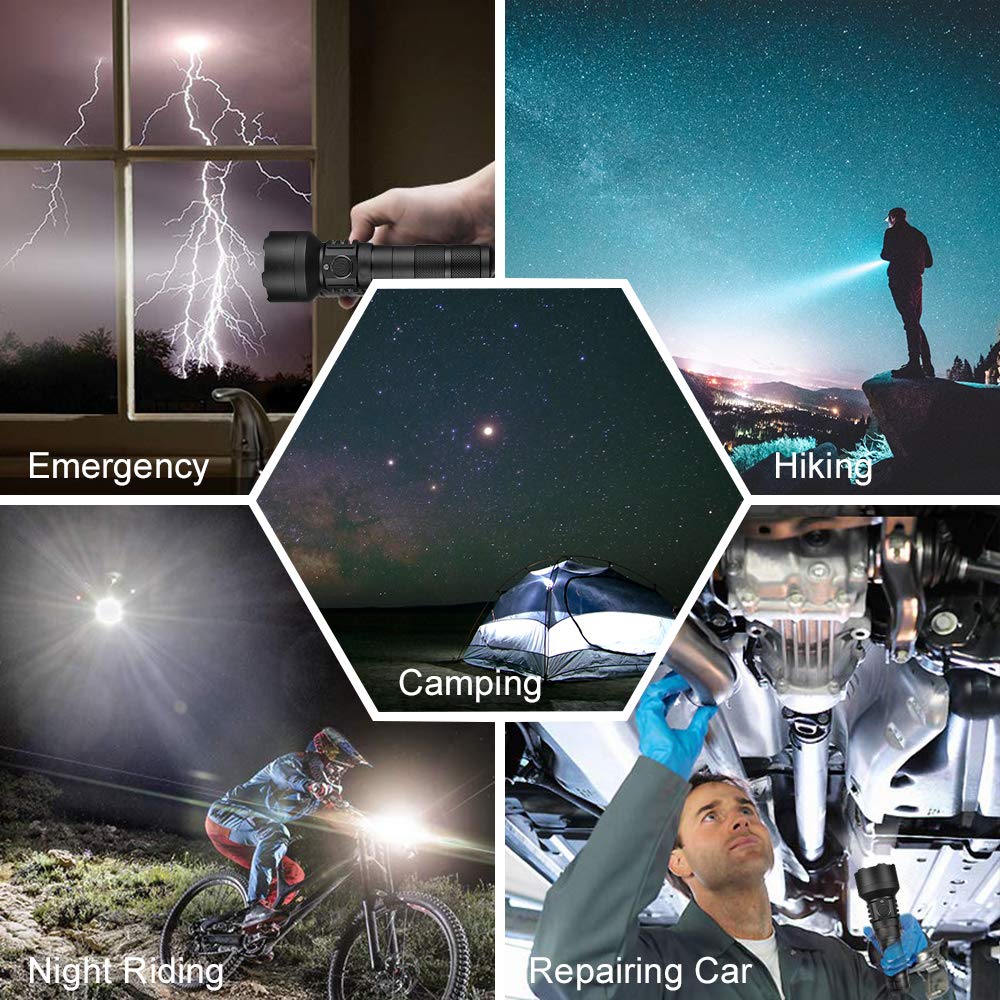 Cosmoing High Power Led Flashlight Usb C Rechargeable, 1600 Lumen Tactical Flashlight Ip65 Waterproof Handheld Flashlight For Emergency,Police Law Enforcement,Hunting,Camping,Hiking