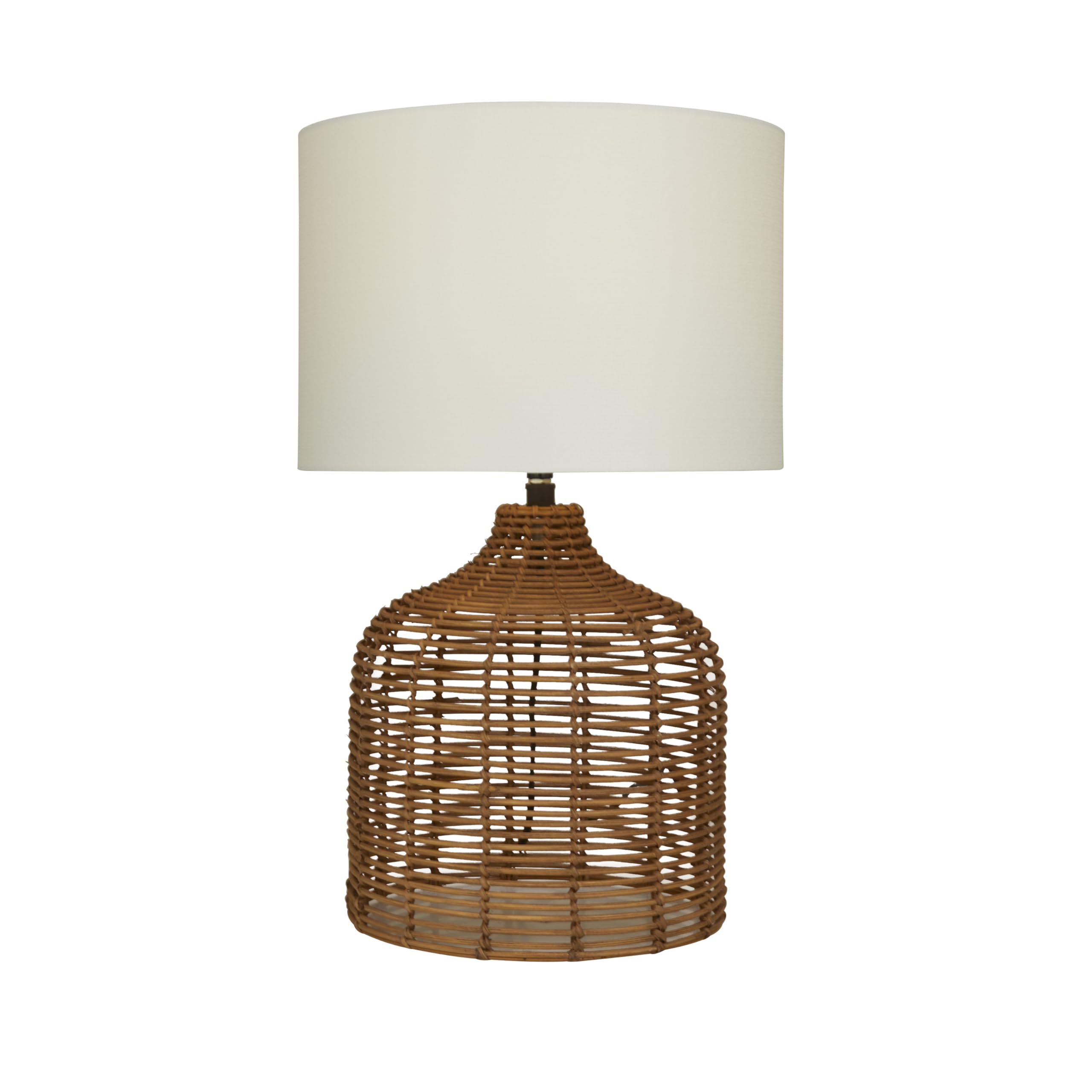 Deco 79 Rattan Handmade Room Table Lamp Woven Accent Lamp, Lamp 15" X 15" X 25", Brown