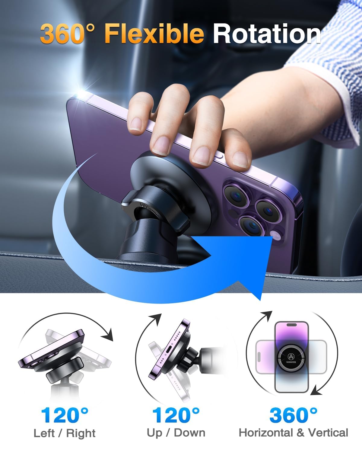 Vanmass For Magsafe Car Mount【  Top Magnet & Clip Hook】Magnetic Cell Phone Holder For Vent, Universal Cellphone Stand Truck Cradle Accessories For Iphone 16 15 14 13 12 11 Android Samsung