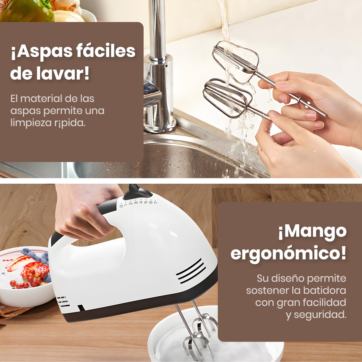 Lxwpamyt Hand Blender, Professional 7 Speed Mixer, Electric Pastry Mixer With 2 Rods And 2 Hooks, For Mixing Cookies, Beating Food, Eggs, Cakes