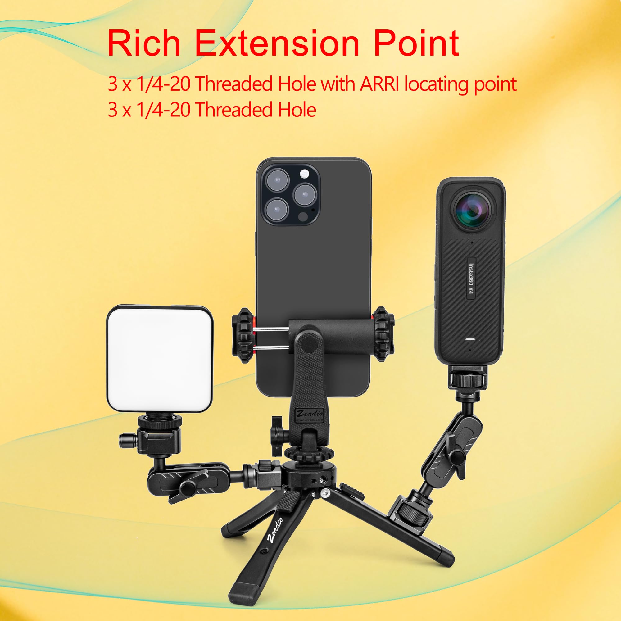 Zeadio Metal Camera Mini Tripod, Adjustable Heights Desktop Vlog Tripod Stand, Fits For Smooth 4, Osmo Mobile, Ronin-S, Vimble 2, Gimbal Handle Grip Stabilizer And All Cameras
