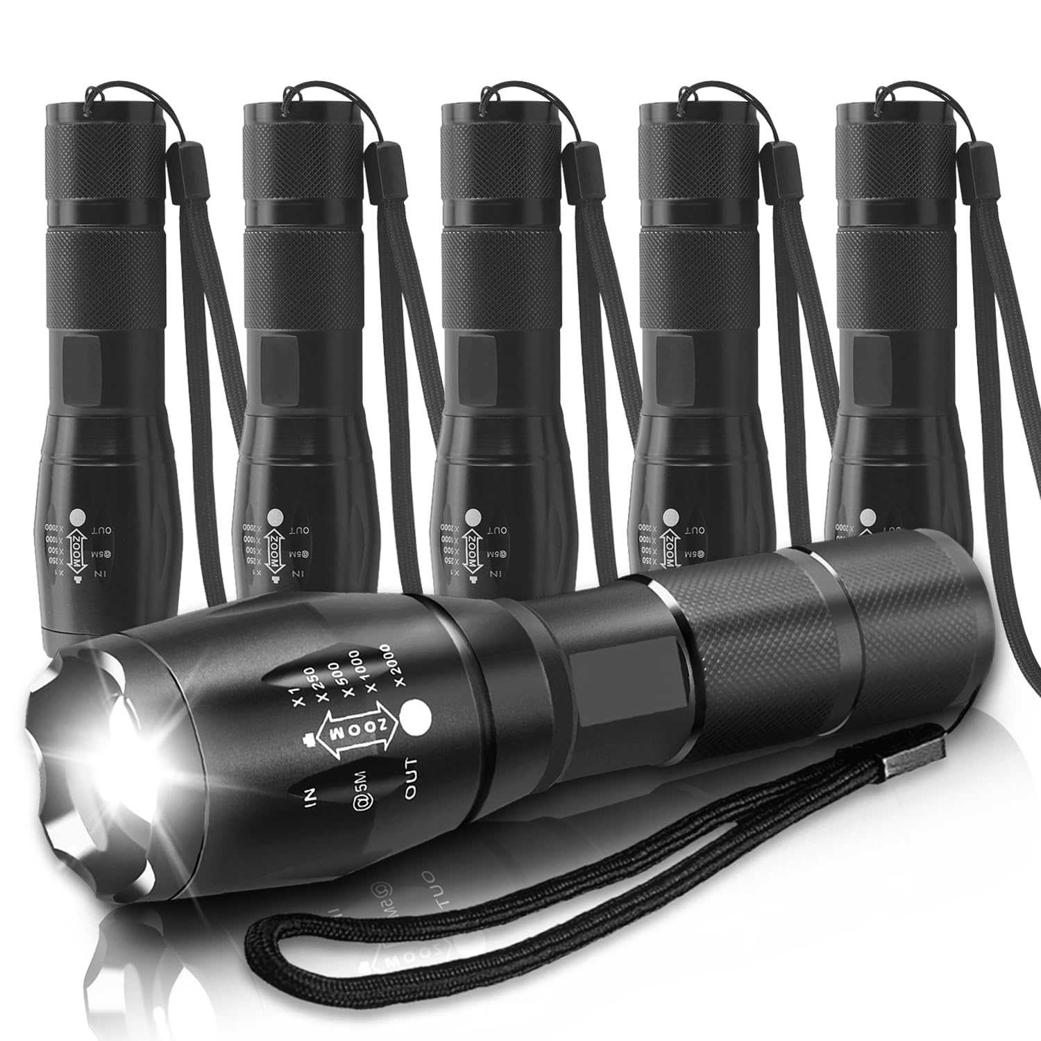 Modoao Led Flashlights High Lumens 6 Pack Tactical Flashlights For Camping, Hiking, Walking,Zoomable Powerful Emergency Flashlights With 5 Modes For Outdoor Use,Handheld Flashlights (6 Pack)