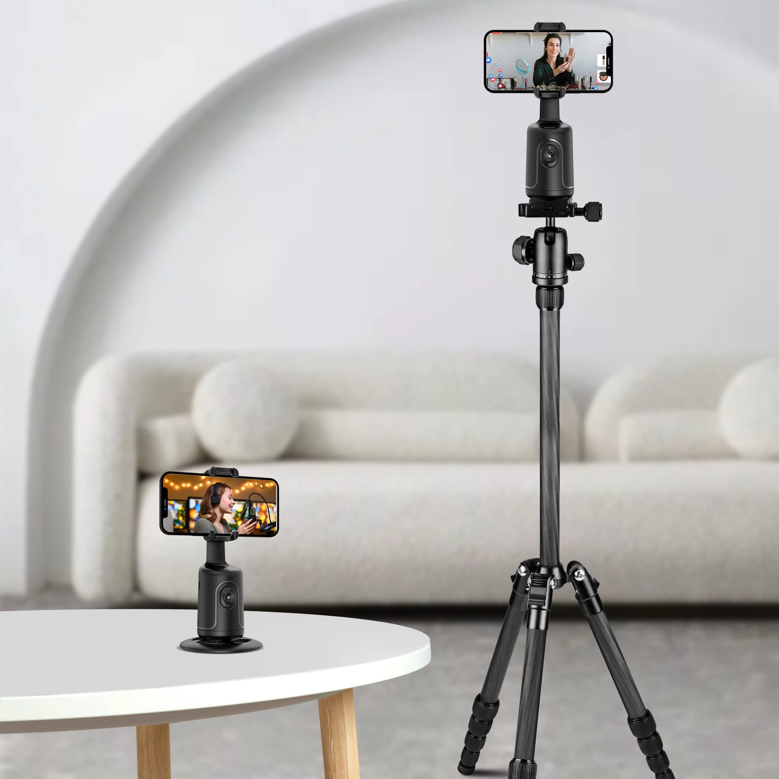 Rupital Auto Face Tracking Tripod, 360° Rotation Body Phone Camera Mount Smart Shooting Holder With Remote Selfie Stick, No App, Gesture Control, For Vlog, Tiktok