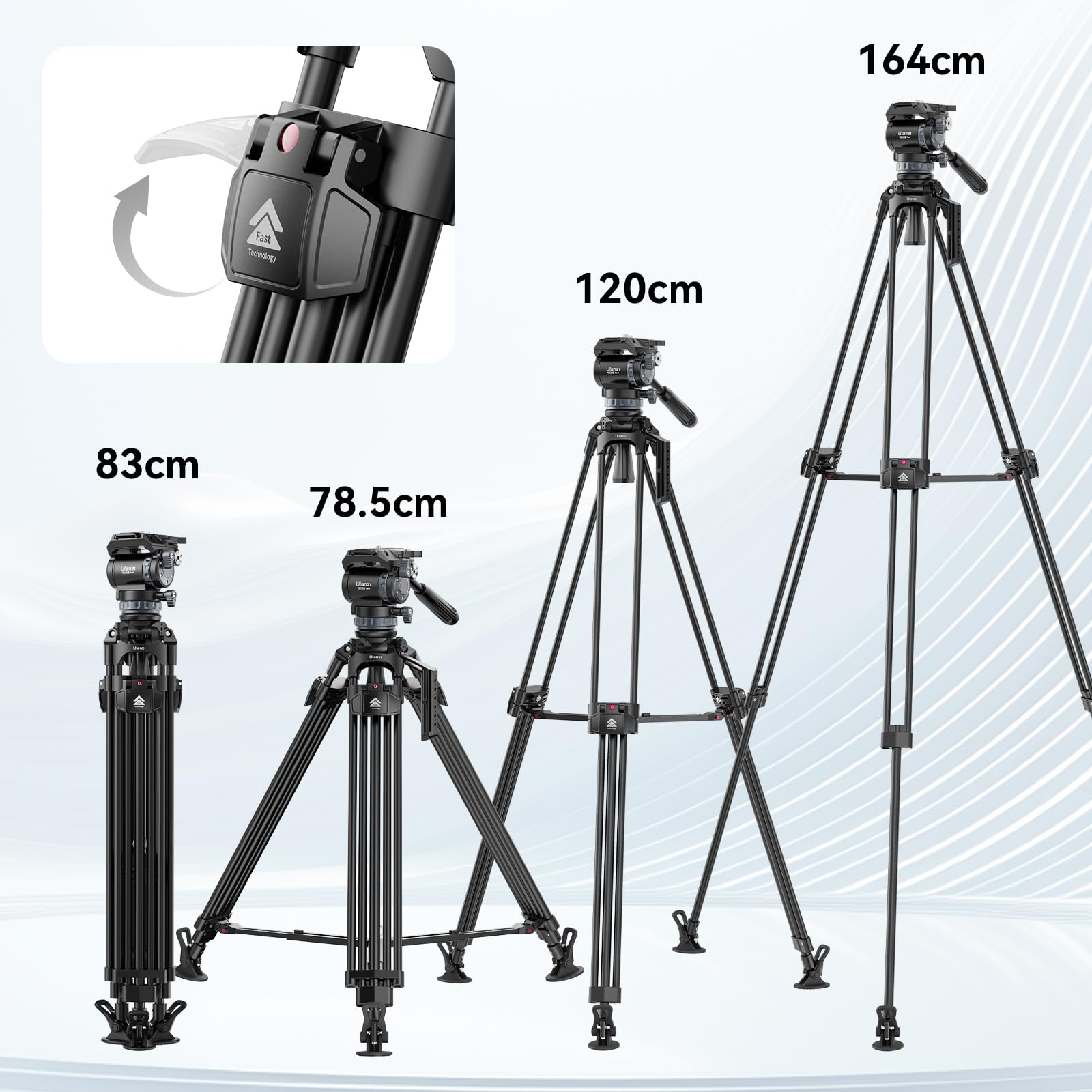 Vijim Tt48 Camera Tripod, 64Inch Professional Heavy Duty Tripod For Camera With 360 Fluid Head, Friction Damping, Mid Level Spreader, Compatible With Canon Nikon Dslr Camera Camcorder, Max Load 22Lb