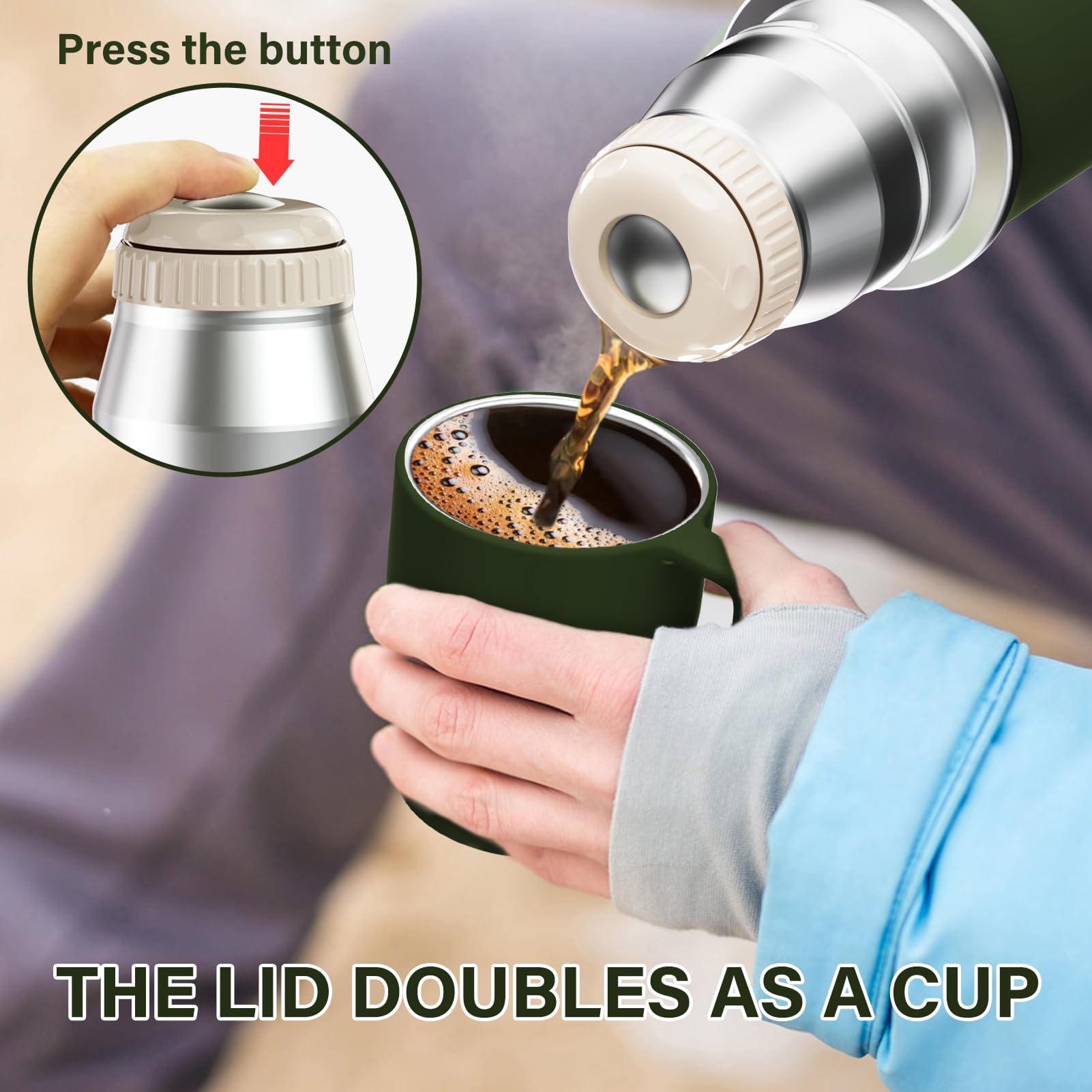 21 Oz Stainless Steel Water Bottle, Thermal Water Bottle With Cup, Insulated Bottle With Handle