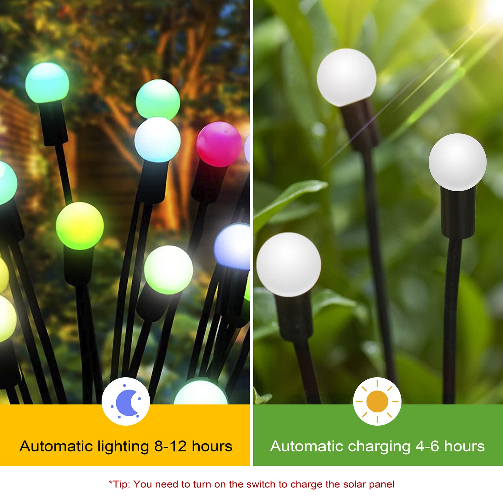 Flumy Solar Garden Lights, Solar Outdoor Lights Waterproof (Colorful, 2 Pack)