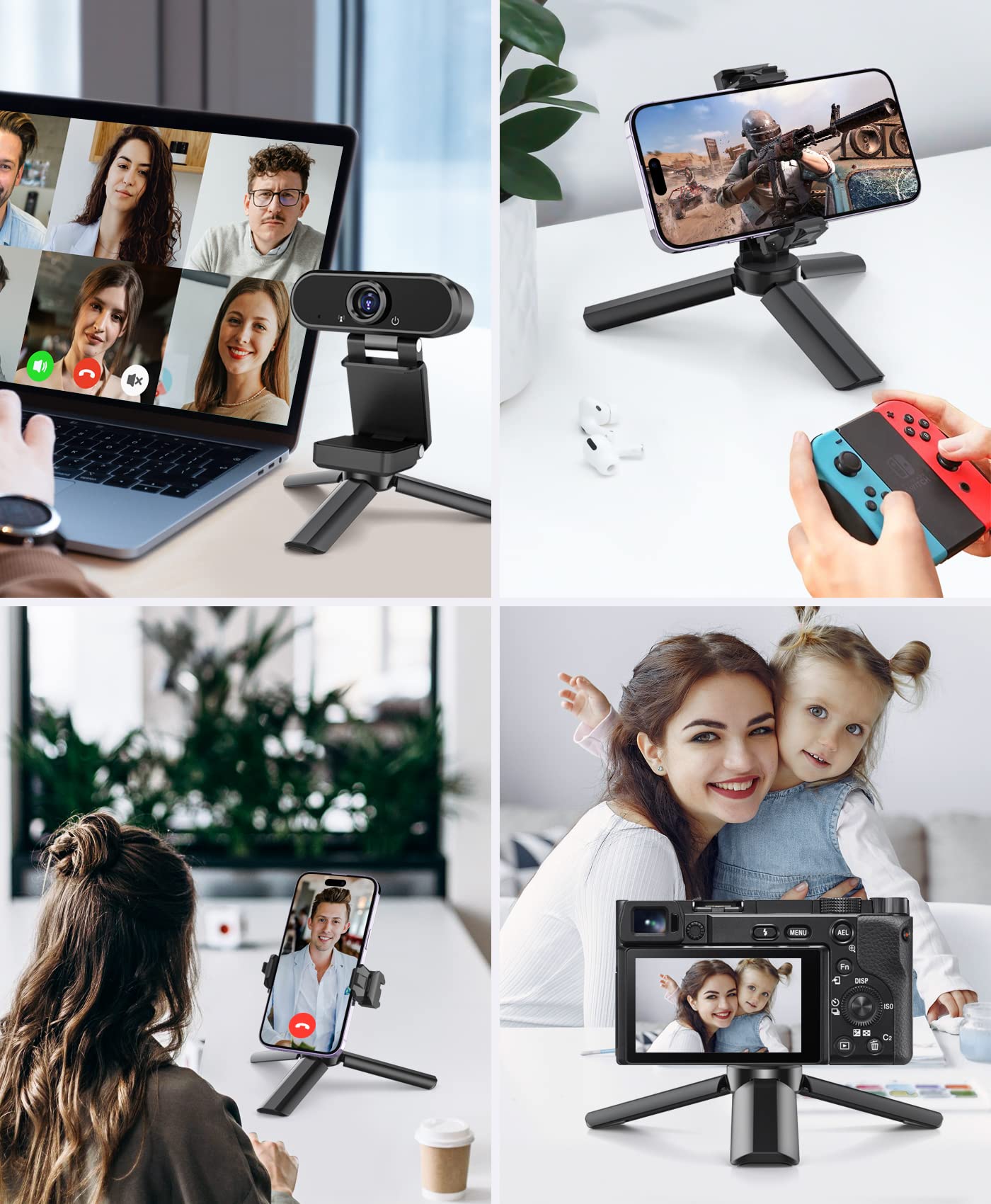 Anozer Mini Tripod, Small Tripod With Universal Phone Holder & Cold Shoe, Lightweight Phone Stand Compatible With Iphone 14 Pro Max/14 Pro, Travel Tripod For Camera/Gopro/Webcam/Mini Projector