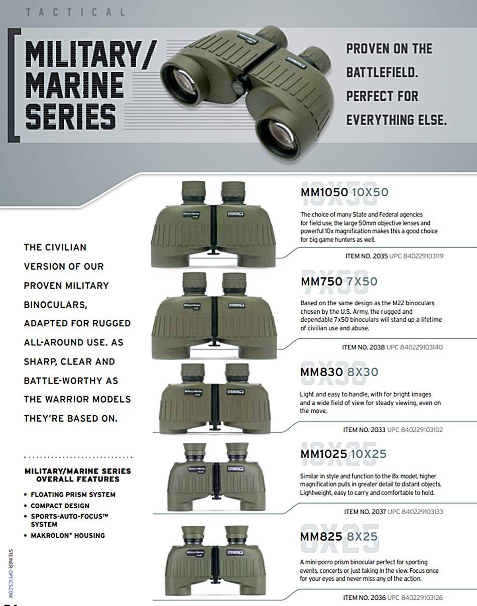 Steiner Military-Marine Series Binoculars, Lightweight UtilityPrecision Optics For Any Situation, Waterproof, Green, 8X30