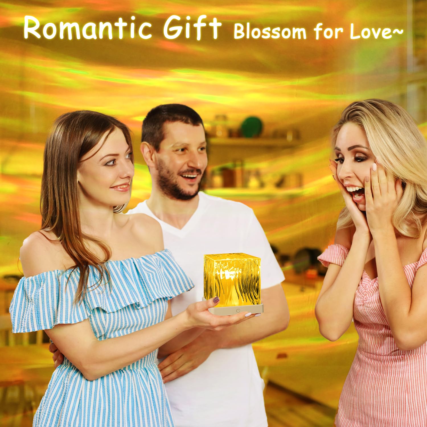 Hcrtgay Luminorthe Cube Lamp Ocean, 18 Colors Northern Lights Projector With Remote, 30 Lighting Modes Ocean Wave Projector Light Galaxy Projector, Ambient Lighting Room Decor Water Light For Teen Girls