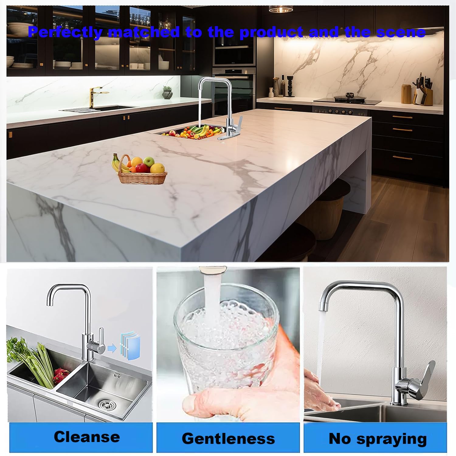 Xwihtr 360° Swivel Kitchen Faucet For Hot And Cold Water, Anti-Drip, Ceramic Valve, Silent Kitchen And Bathroom Sink Basin Faucet(Chrome)