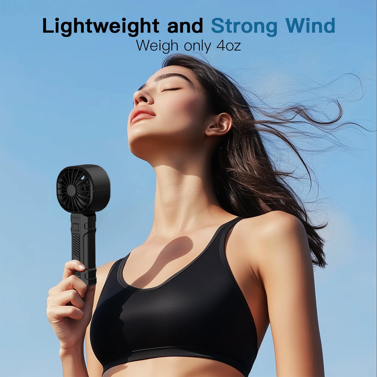 Portable Handheld Fan, Personal Mini Fan With Digital Display, 3 Wind Speeds, 3000Mah Battery Usb