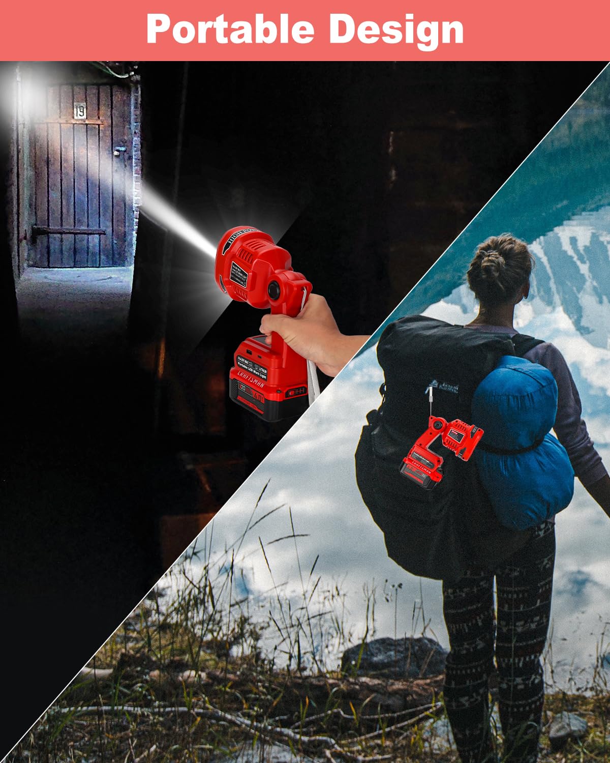 Adisipsoarin Cordless Led Flashlight For Craftsman V20 Battery, 22W Led Work Light With Usb-A&Usb-C 2.1A Fast Charging Ports For Jobsite, Car Repairing, Camping, Emergency