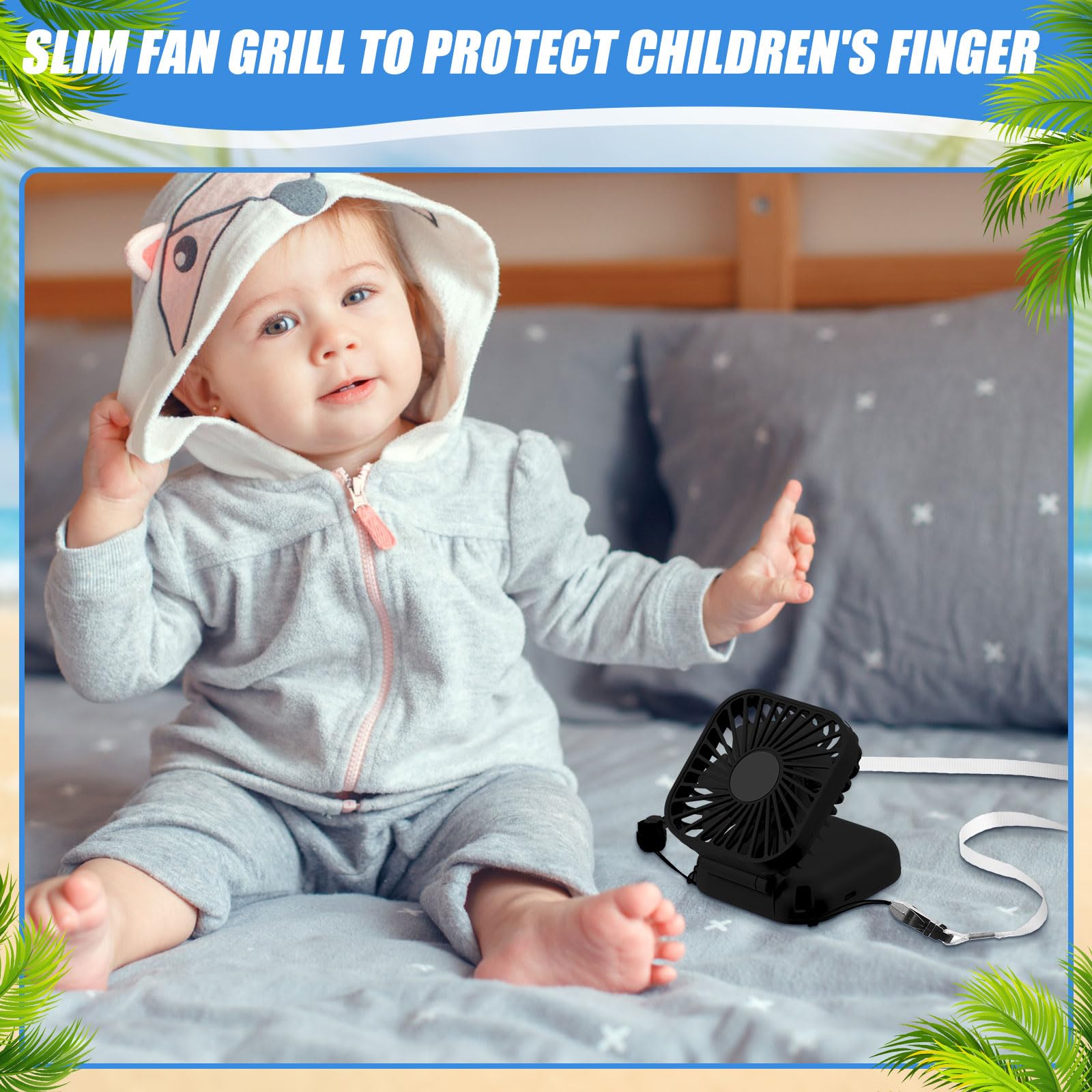 Hortsun 24 Pcs Necklace Fans Portable Usb Rechargeable Battery 3 Speed Air Circulatory Handheld