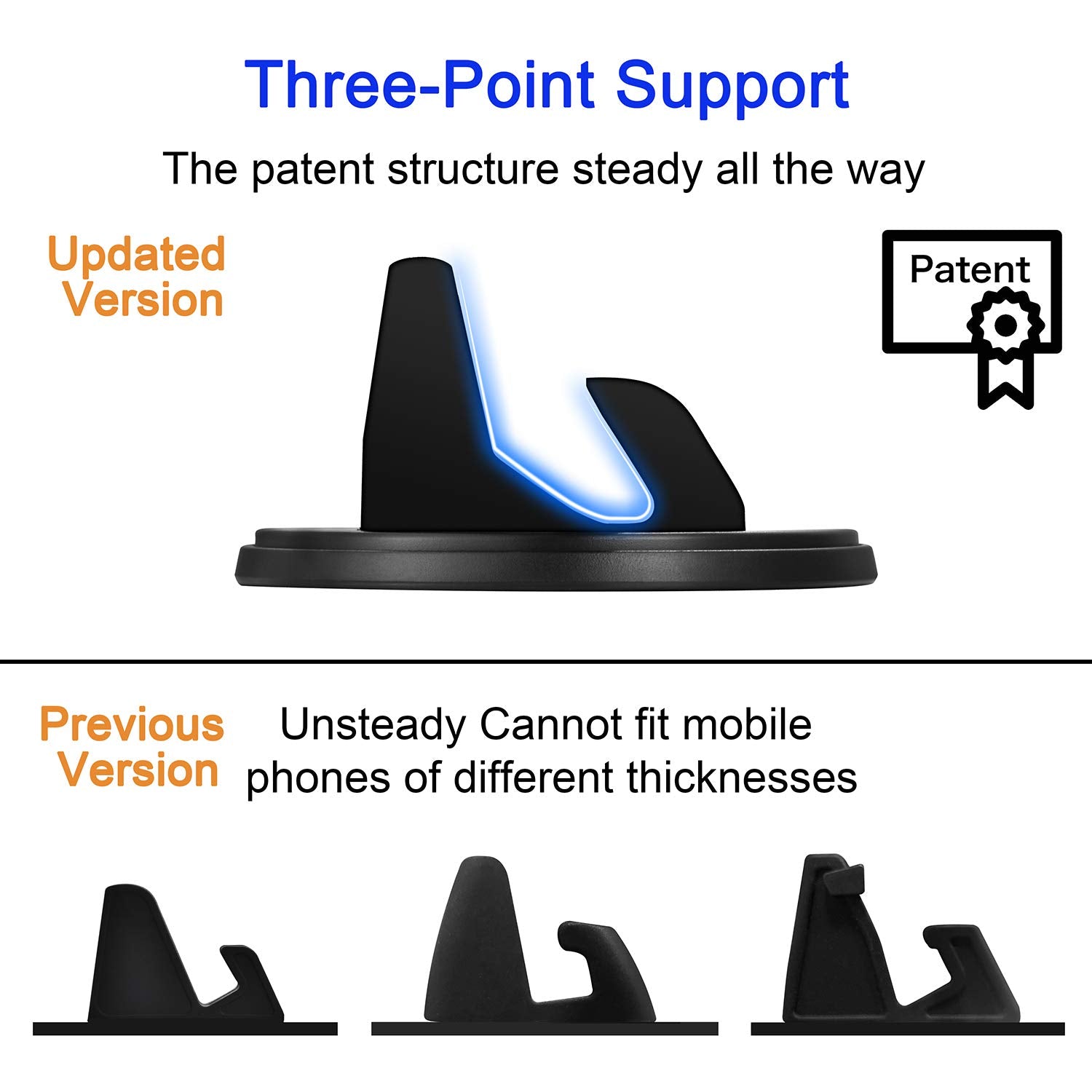 Srunp Dashboard Phone Holder For Car, Car Phone Mount,Vertical Horizontal 360°Rotate Cell Phone Holder,Compatible With Iphone12/11Pro Max/Xs/X/Xr/8/7,Samsung Galaxy Note Pixel Smartphone