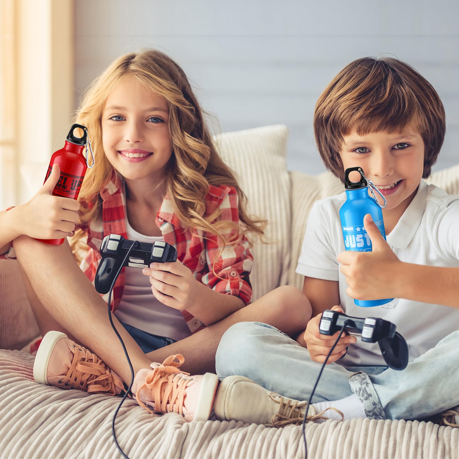 24 Pcs 17Oz Gaming Water Bottle Sports Insulated Water Bottles With Hook Clip Funny Quotes Aluminum