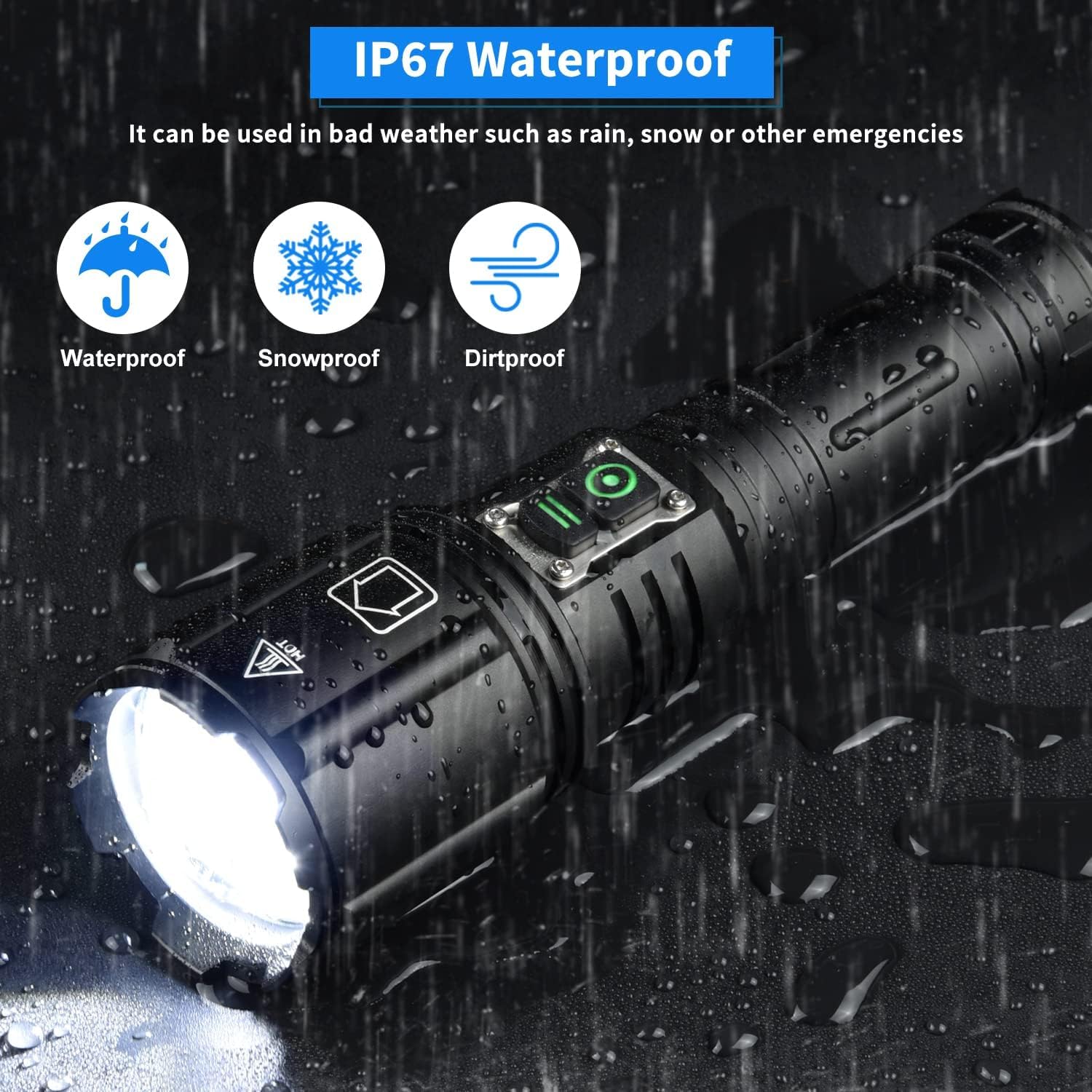 Gehavin Super Bright Rechargeable Flashlight 2000.000 High Lumens,Led Powerful Flashlights With 6 Modes,High Powered Flashlight With Ip67 Waterproof,Utility Emergency Flashlight (18.5, Watt Hours) (Utility)