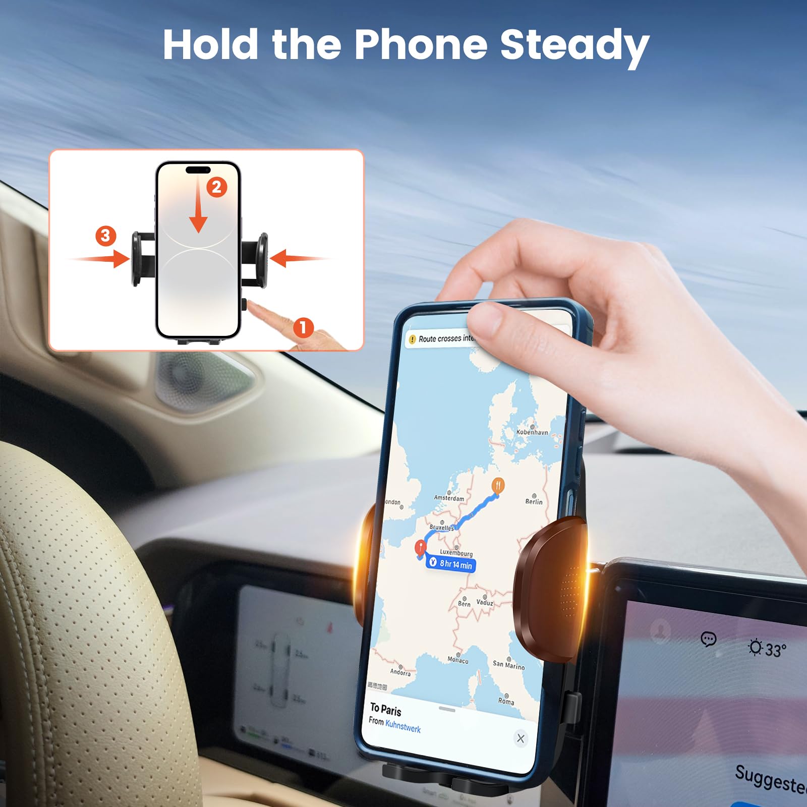Peleus Car Phone Holder For Honda Accord Hybird Car Phone Mount For Honda Accord With12.3-Inch Screen Fit For Most Smartphones Cell Phone Automobile Cradles(Not Fit Lx Se)