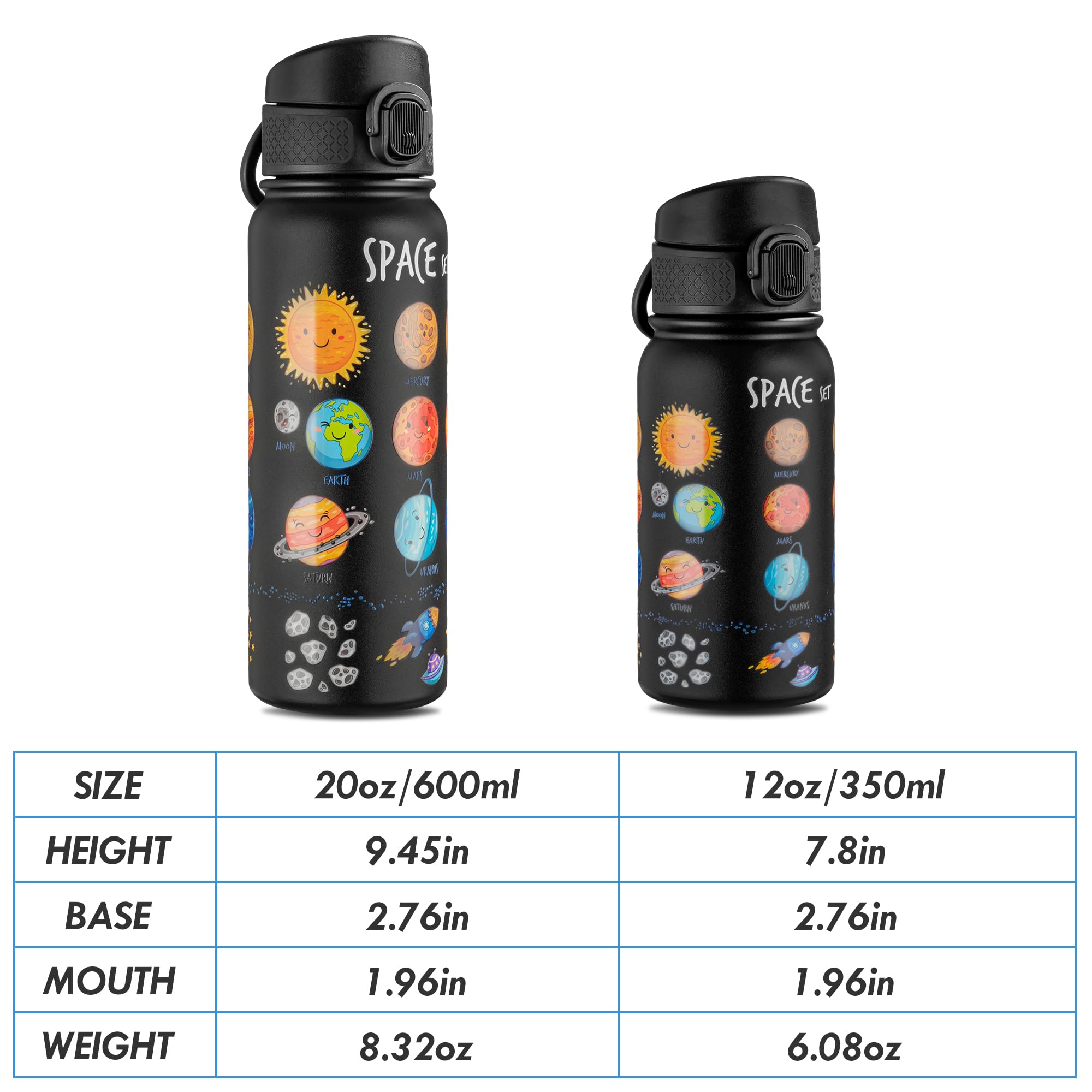 Oldley 12Oz Kids Water Bottle, Stainless Steel Insulated Water Bottle For Kids, With Straws Leak-Pr