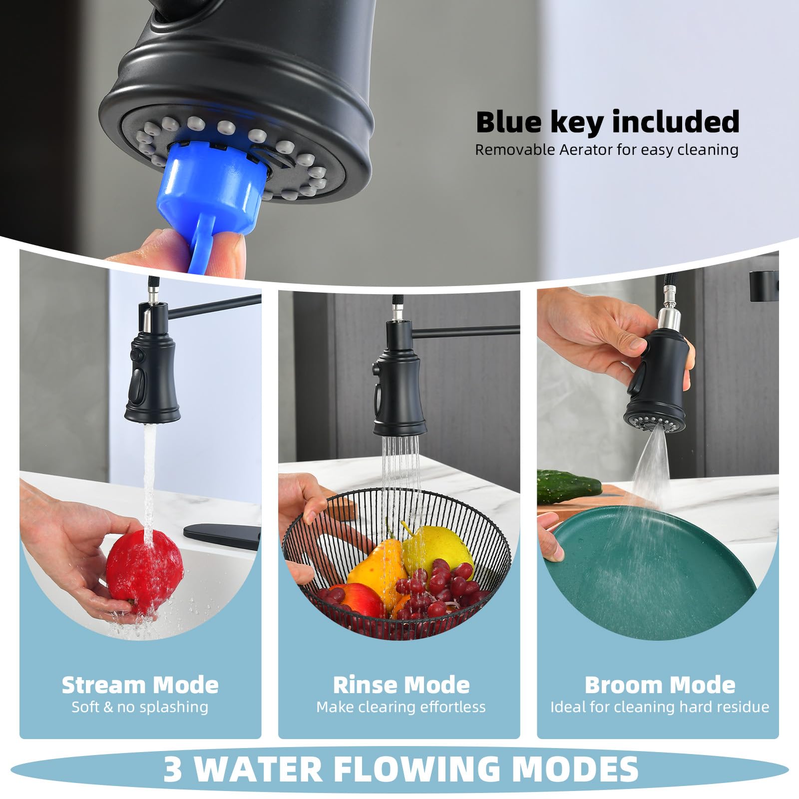 Appaso Kitchen Faucets With Pull Down Sprayer, Single Handle High Arc Matte Black Kitchen Faucet, Stainless Steel Faucet For Kitchen Sink, 20 Inch Pull Out Kitchen Faucets With Deck Plate