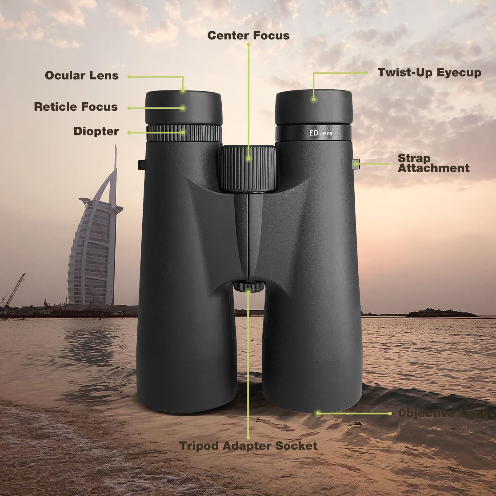 Ywyll High Magnification Binoculars With Ed Lens, 12X50 Binoculars For Outdoor Adventures And Wildlife Observation, Easy To Focus (12X50)