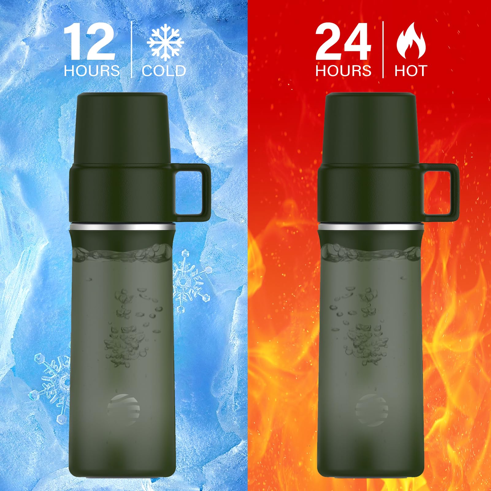 21 Oz Stainless Steel Water Bottle, Thermal Water Bottle With Cup, Insulated Bottle With Handle