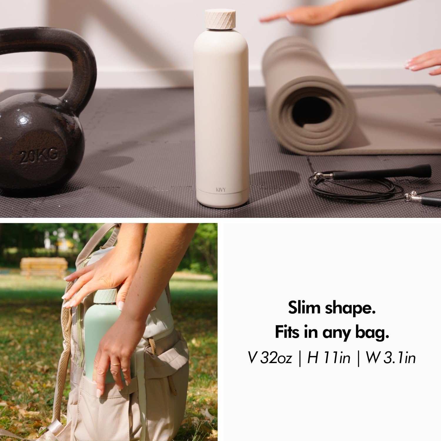 Kivy 32Oz Stainless Steel Insulated Water Bottle - Leak Proof, Keeps Cold Up To 24 Hours