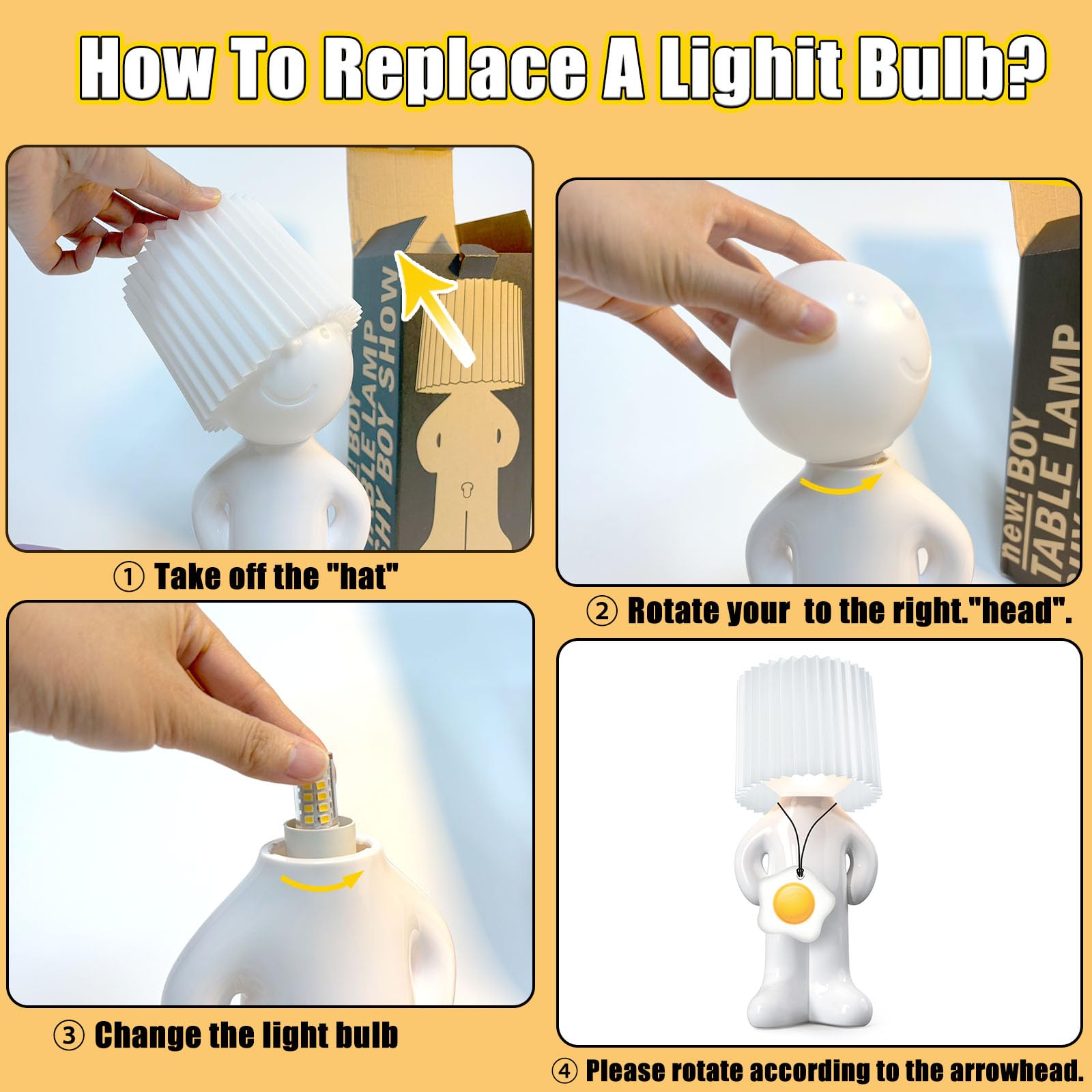 Minilif Funny Shy Boy Table Lamp,Novelty Plug-In Table Lamp For Home, Office, Bedroom, Or Desk Decor - Idea For Christmas, Valentine'S Day, Or Birthdays