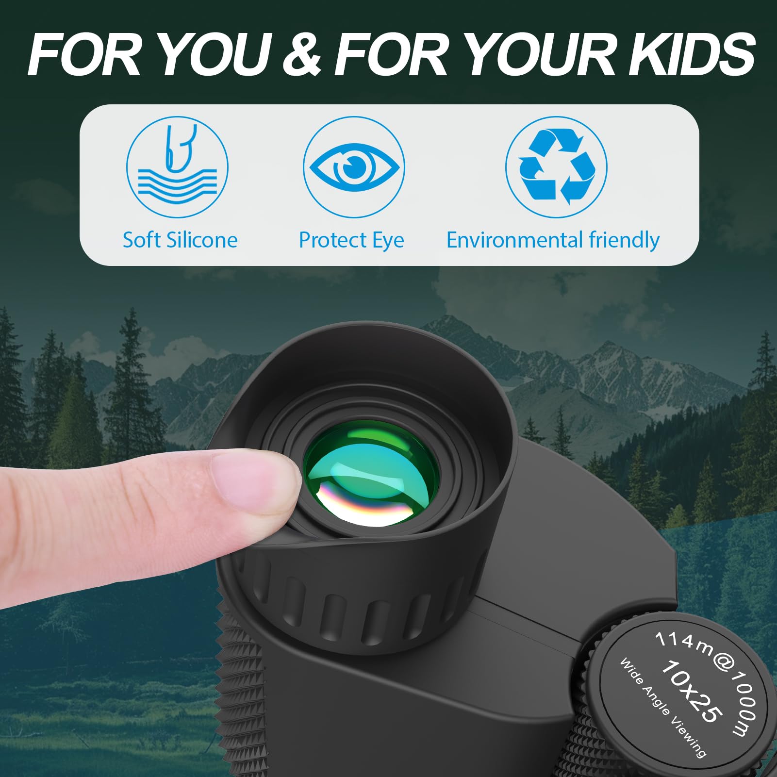 Wozel 10X25 High Powered Binoculars For Adults - Compact Binoculars For Kids With Large View - Small Pocket Binoculars For Bird Watching Hunting Stargazing Cruise Ship Travel Hiking