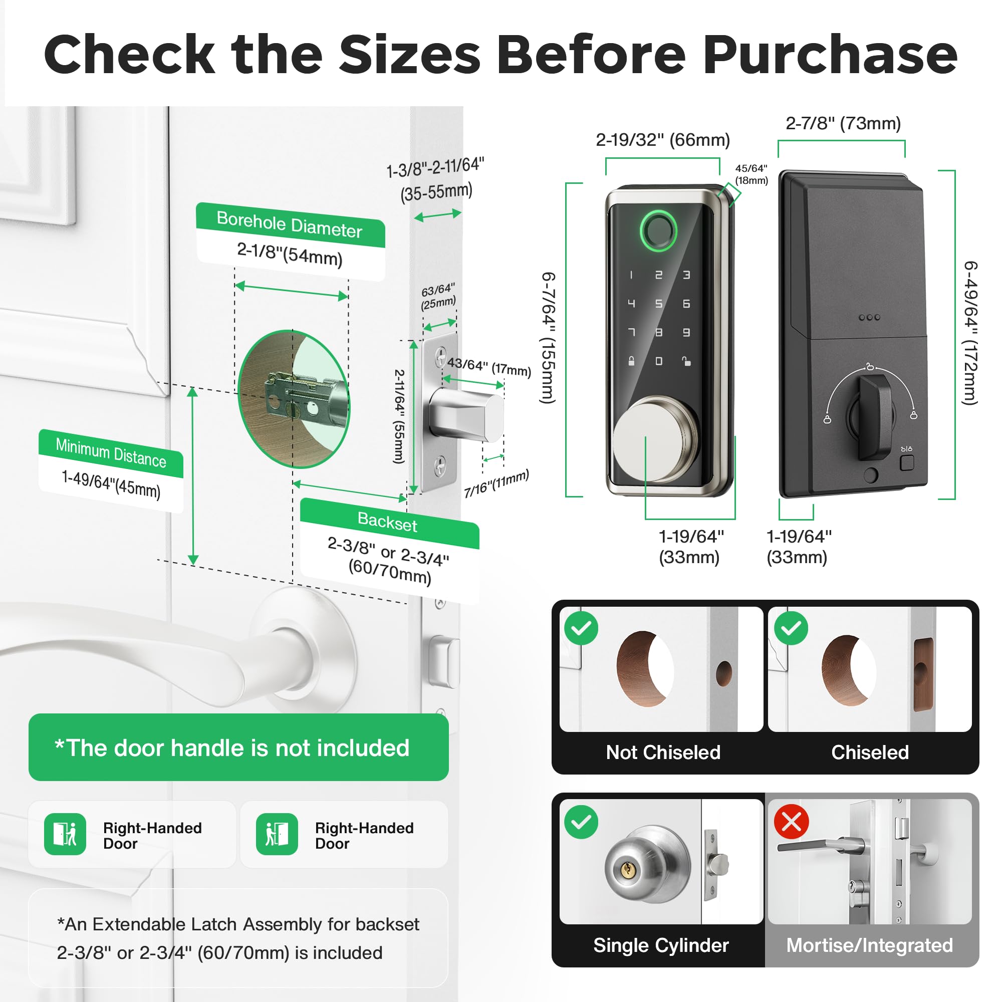 Sophia Keyless Entry Door Lock, Smart Auto Locks For Front Door & Key Fobs & Remote Control, Keypad Deadbolt Digital, Fingerprint Door Lock With Code, Cerraduras Inteligentes, Ip68, Satin Nickel