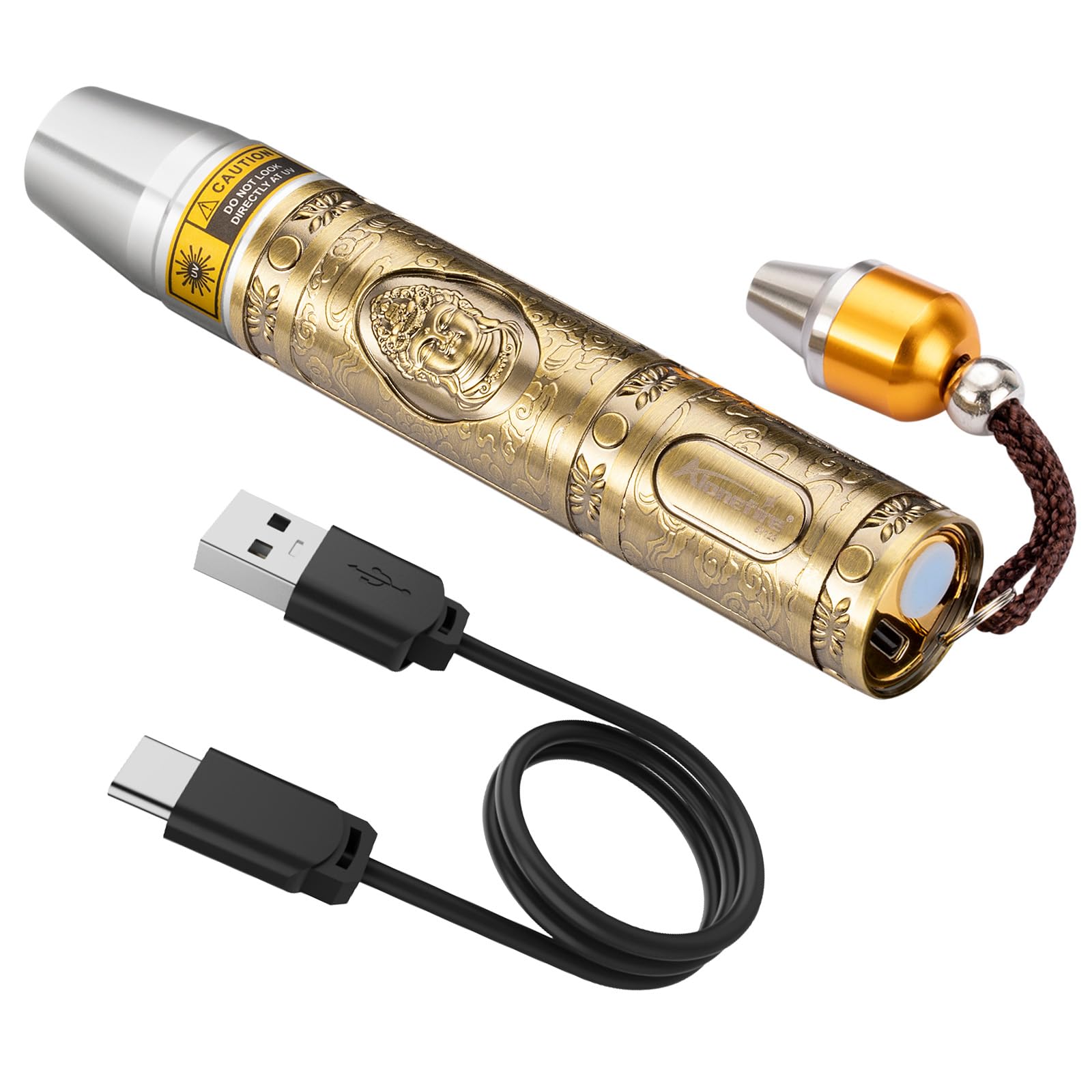 Alonefire Sv123 Edc Flashlight Small 365Nm Uv Blacklight, Yellow And White Light Gemstone Flashlight Usb C Rechargeable Pet Urine Detector For Rocks Jewelry With Little Focusing Tip,Built-In Battery