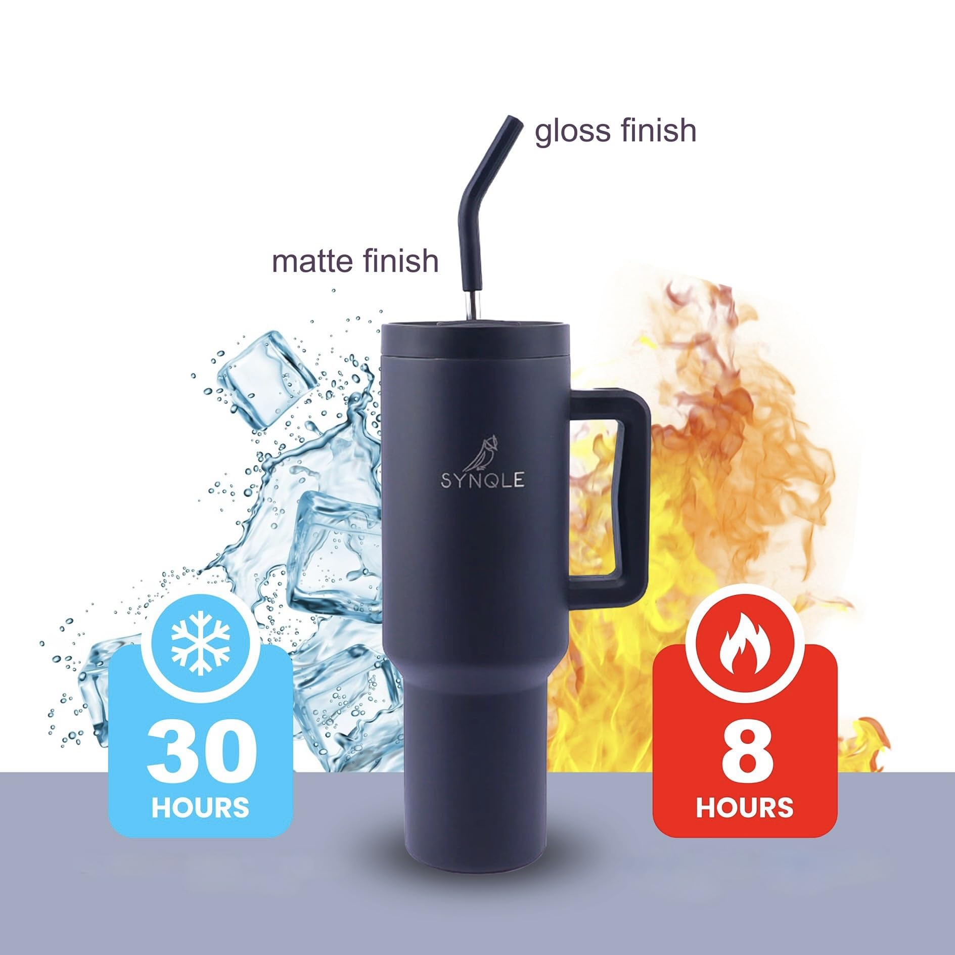 40 Oz Double Insulated Stainless Steel Tumbler, Cup Holder Friendly Travel Mug Reusable