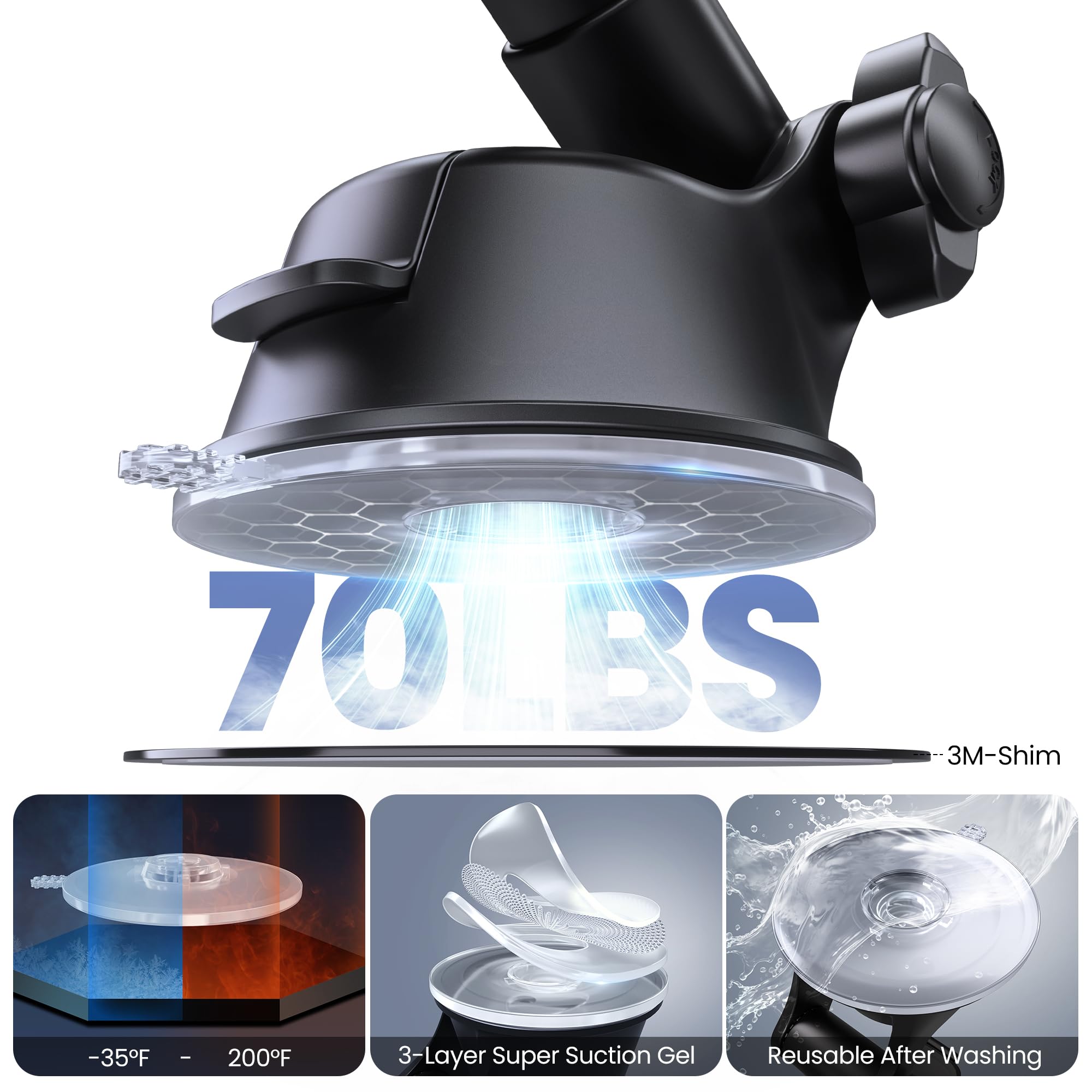 Bivicvvu Car Phone Holder, Phone Holders For Your Car Dashboard Windshield, 360° Adjustable (4.8-7") Telescopic Arm, Suction Cup Cell Phone Holder For Truck Cradles Universal Car Mount For All Smartphones