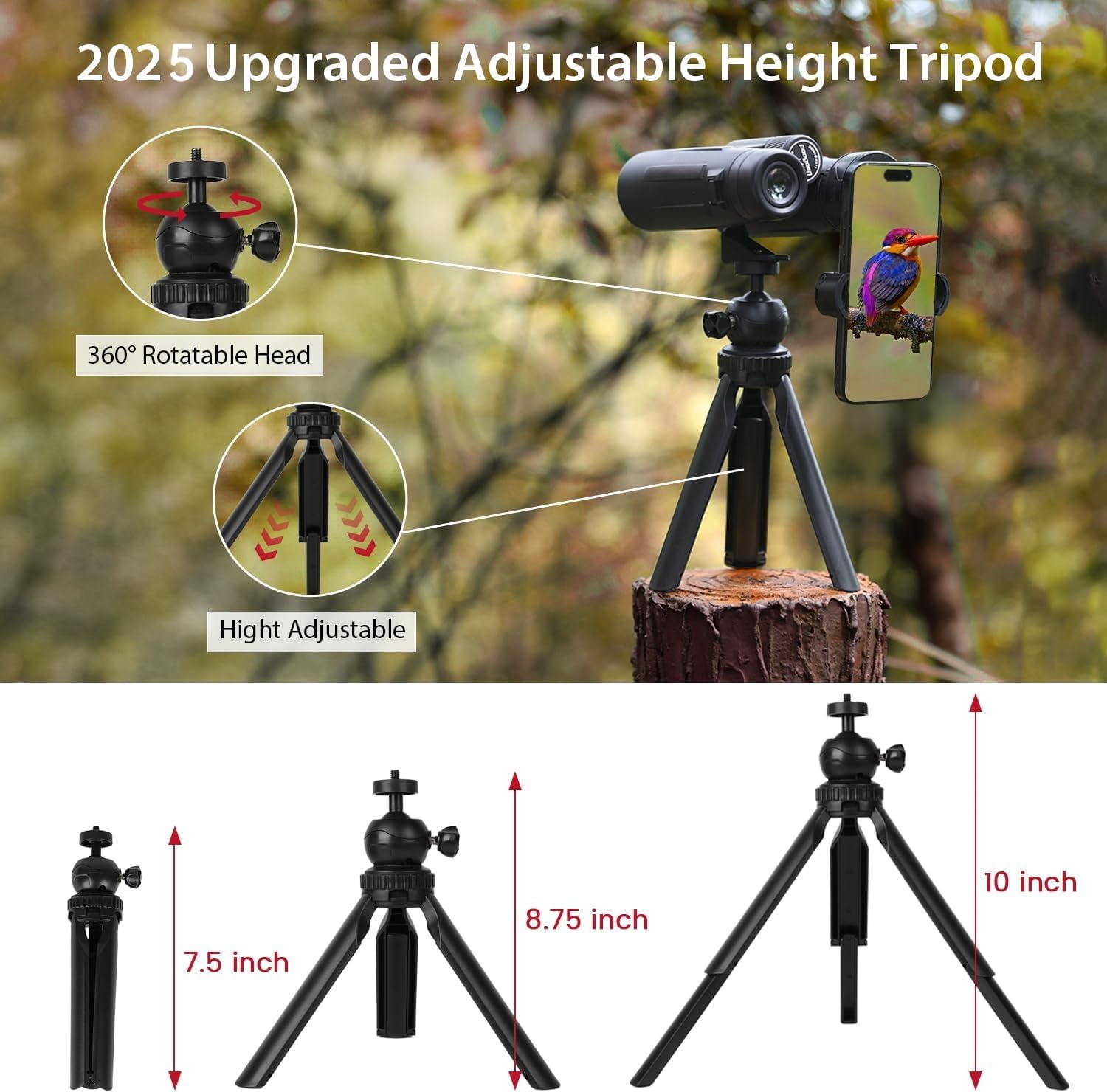 Usogood 12X42 Binoculars For Adults High Powered With Tripod And Phone Adapter - Hd Easy Focus Compact Binoculars For Bird Watching Travel Essentials Sports Cruise Hunting
