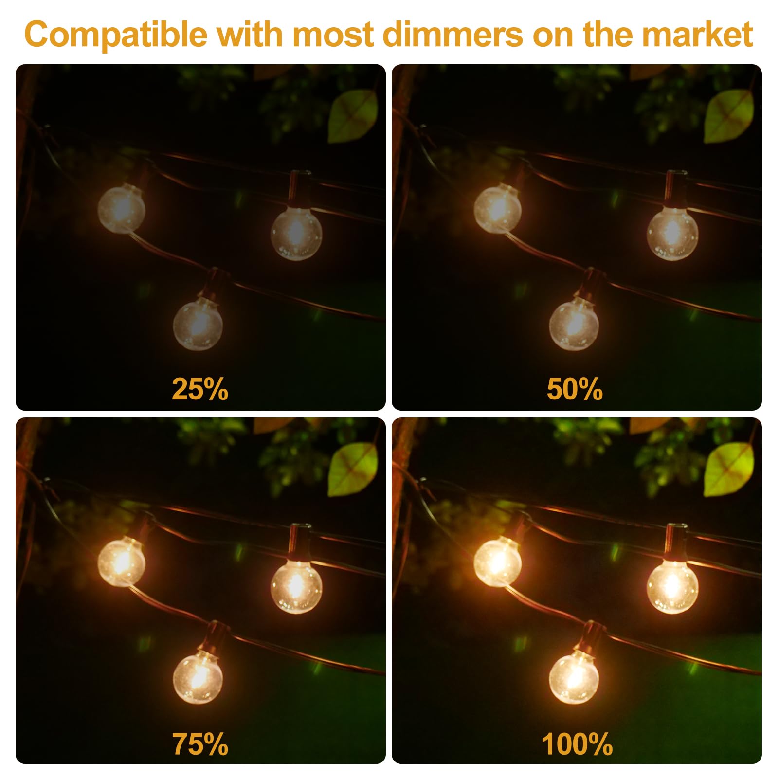 Hentag 44Ft Solar String Lights Outdoor Waterproof, G40 String Lights With 15+1 Led Shatterproof Bulbs, Dimmable Solar Patio Lights With Remote For Outside Backyard Party