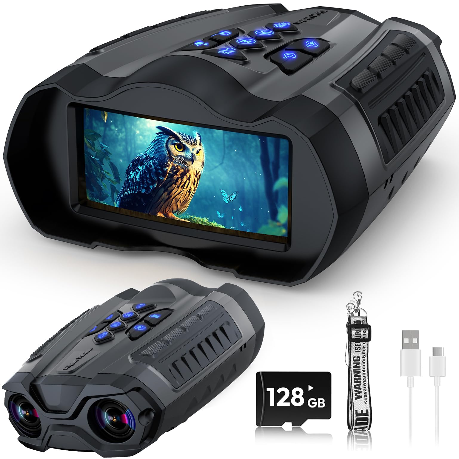 Akaoto Night Vision Goggles, 4K Full-Color Night Vision Binoculars, 128Gb Tf Card Can Save Photo And Vide, 3.5" Hd Screen And 1968Ft Viewing Range,10X Digital Zoom For Camping Hikingand Travel -(Black)