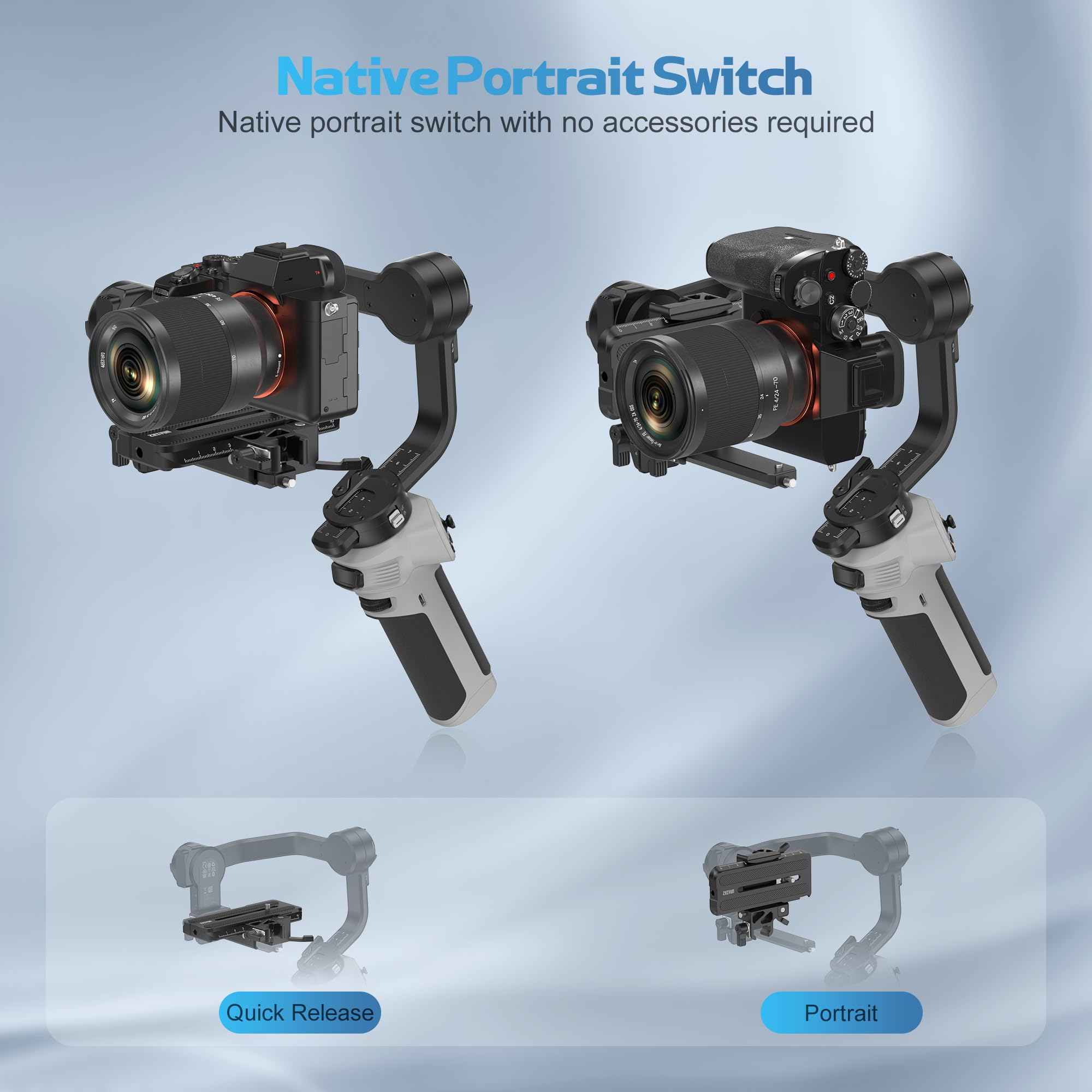 Zhiyun Cinepeer Weebill 3E Mirrorless Gimbal Lightweight Stabilizer, Up To 3Kg/6.6Lbs Payload, 3-Axis Camera Gimbal For Canon/Sony/Panasonic/Nikon, Bluetooth Shutter Control, Native Vertical Shooting