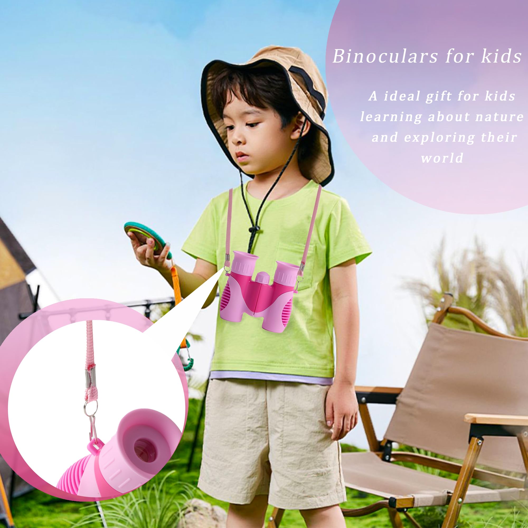 Scotamalone Binoculars For Kids Shockproof Toys For Age 3-12 Years Old Boys Girls Bird Watching Outside Play Hiking Camping Educational Learning