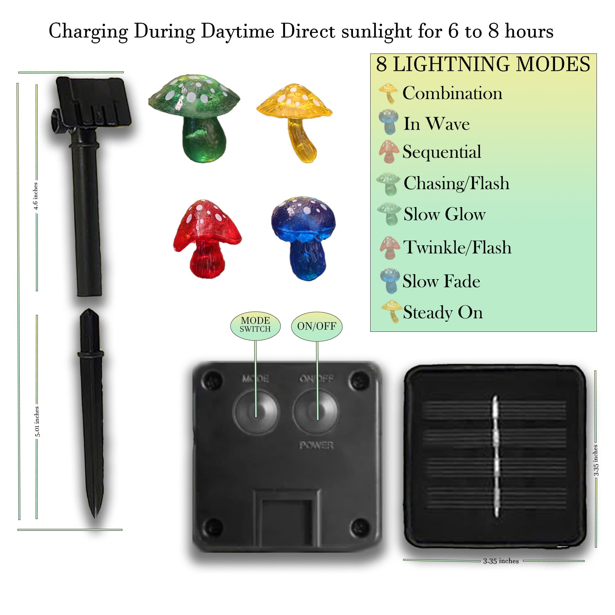 The Hxt Bartlett Garden Decor Solar String Lights Outdoor Mushroom Lamp Solar Garden Fairy Lights Mushroom Night Lights  Cottage Core Decor 14Ft 40Leds Solar Pathway Fence Yard Window Mushroom Decor