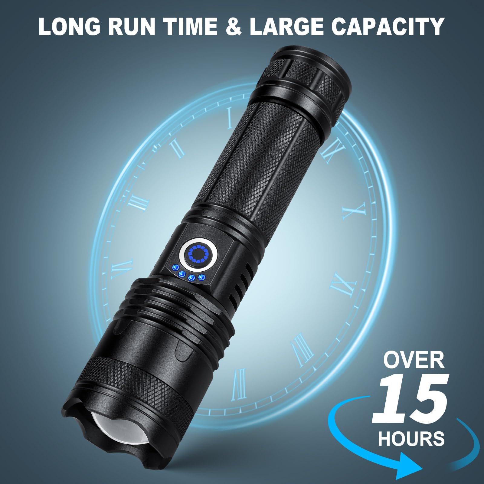 Cinlinso Flashlights High Lumens Rechargeable - 990000 Lumens Super Bright Led Flashlight With 5 Modes, Ipx7 Waterproof, Powerful Handheld Flash Light For Home, Camping Hiking (Glossy Black)