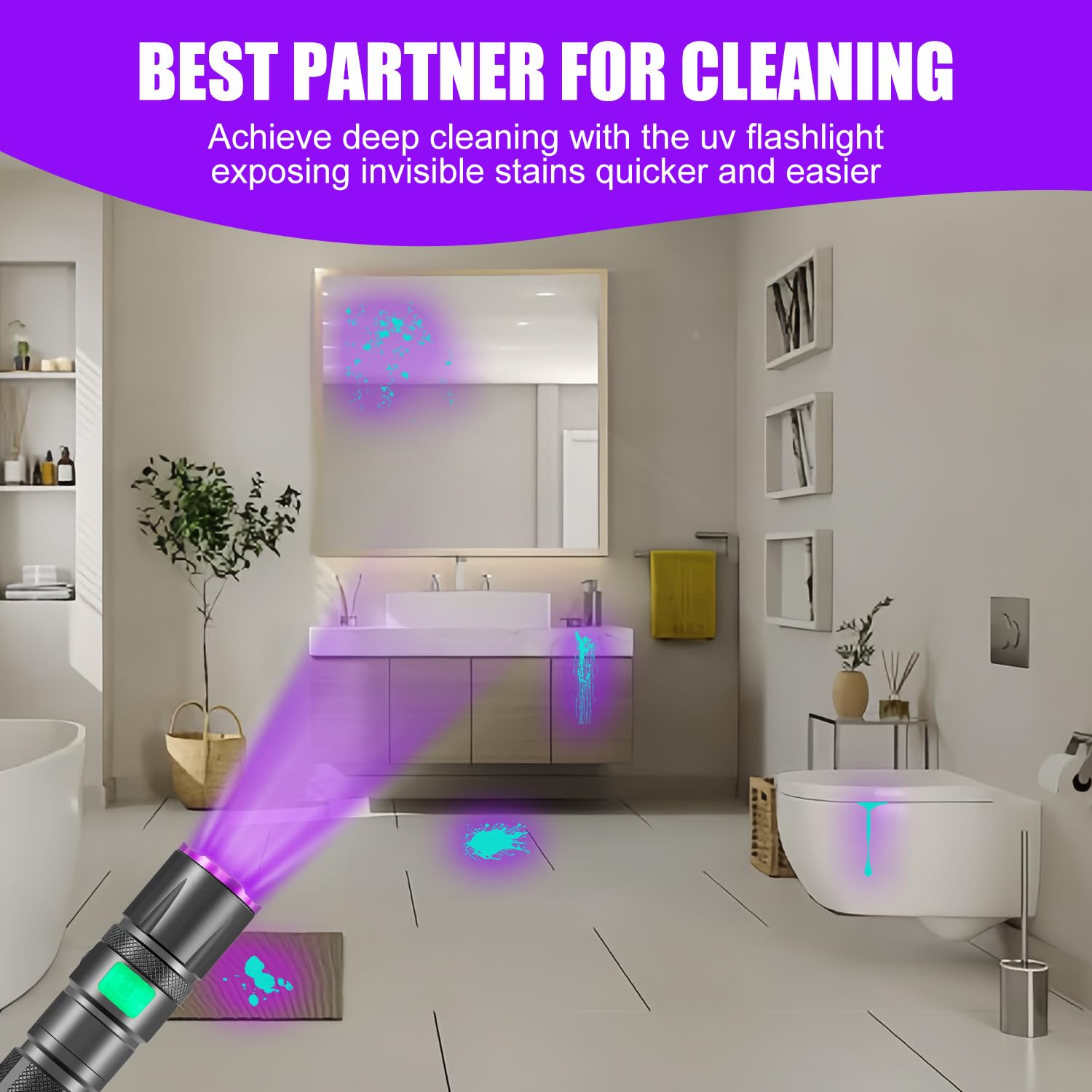 Wssbond Black Light Uv Flashlight 2 Pack, Blacklights Flashlights Usb-C Rechargeable, Pocket Size Blacklight, Waterproof Powerful Fluorescent Detector For Dog Urine Stains,Scorpions,Hornworm,Glow Paint