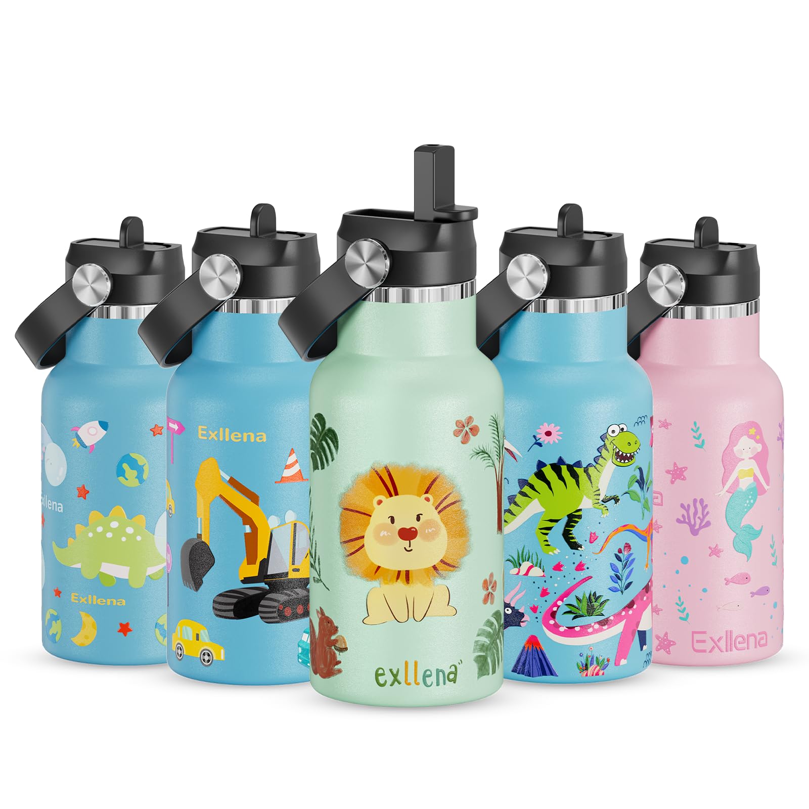 12Oz Kids Water Bottle For School With Kids-Friendly Straw & Handle, Leakproof Toddler Water Bottle