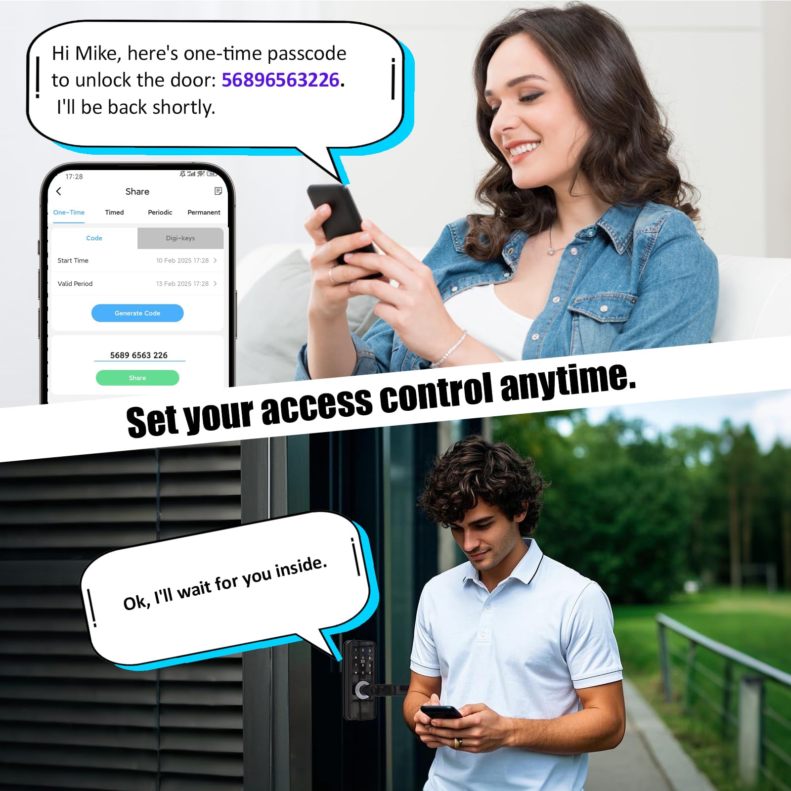 Ossomo Smart Lock, Fingerprint Door Lock, 6-In-1 Keyless Entry Door Lock With App Control, Electronic Touchscreen Keypad, Smart Deadbolt For Front Door