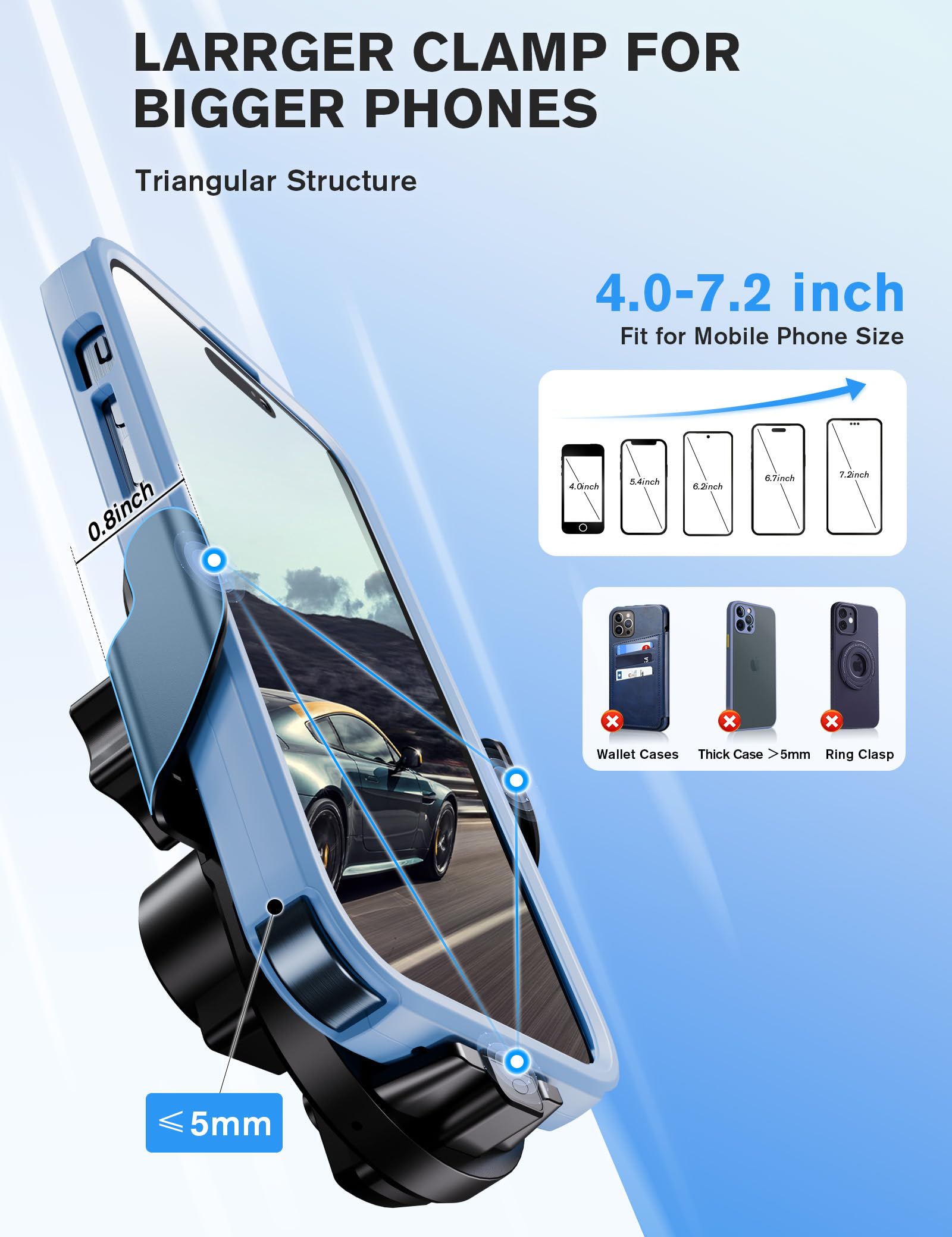 Visnfa Wireless Car Charger, 15W Fast Charging Car Phone Holder, 3 In 1 Phone Mount Auto Clamping Car Accessories Fit For Iphone 15/14/13/12 Pro/12/11/X/8, Galaxy S23 Ultra S22 S21/S10+, Etc, Black