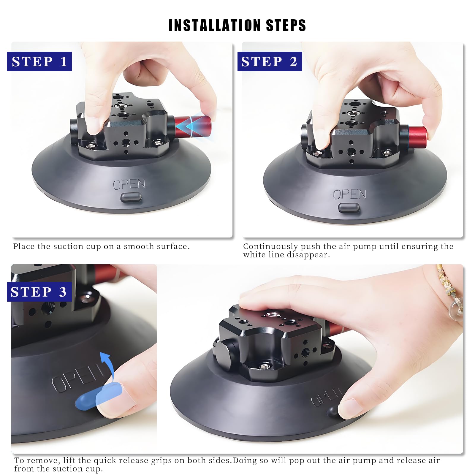 Fifield 6In Camera Suction Cup Phone Mount With Ball Head Magic Arm, Quick Release Car Mount For Action Camera Phone Dji Insta360, Air Pump Vacuum Suction Cup, 1/4" 3/8" Arri Holes