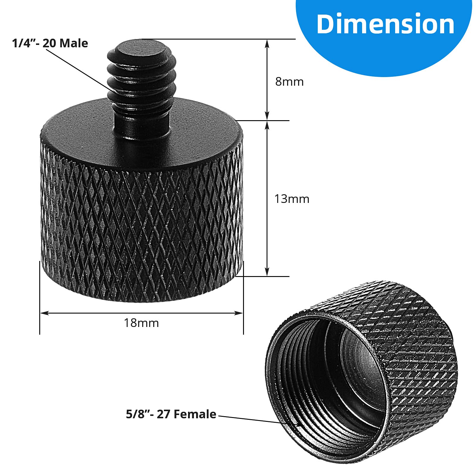 Frienda 4 Pieces Mic Stand Adapter 5/8 Female To 1/4 Male For Camera Mount Tripod Thread Conversion Connector Screw Adapter For Microphone Stand Mount(Black)