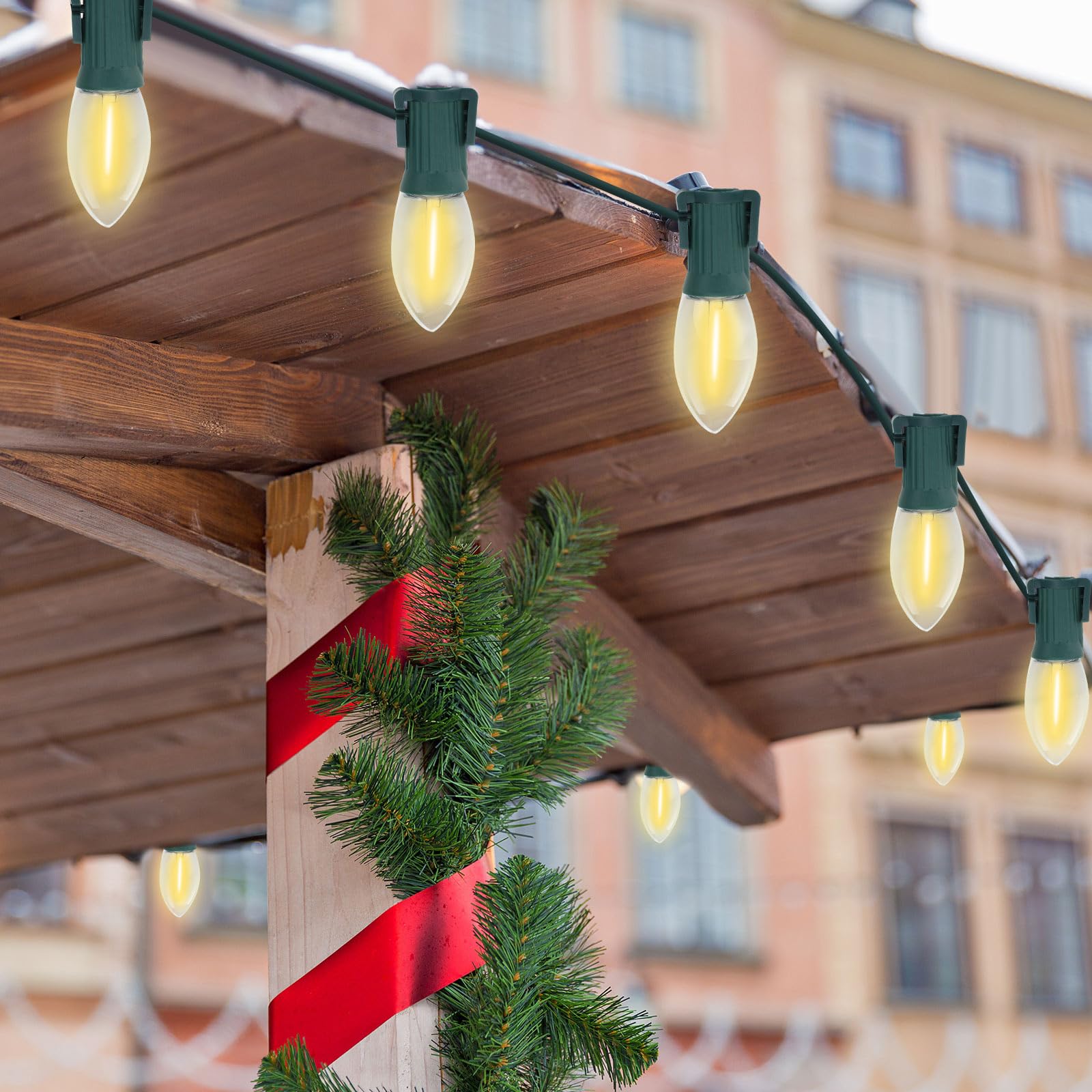 Rossesay C9 Magnetic Christmas String Lights - Outdoor Christmas Light With Shatterproof Led Bulbs For Patio Event Decoration(50 Ft,Warm)