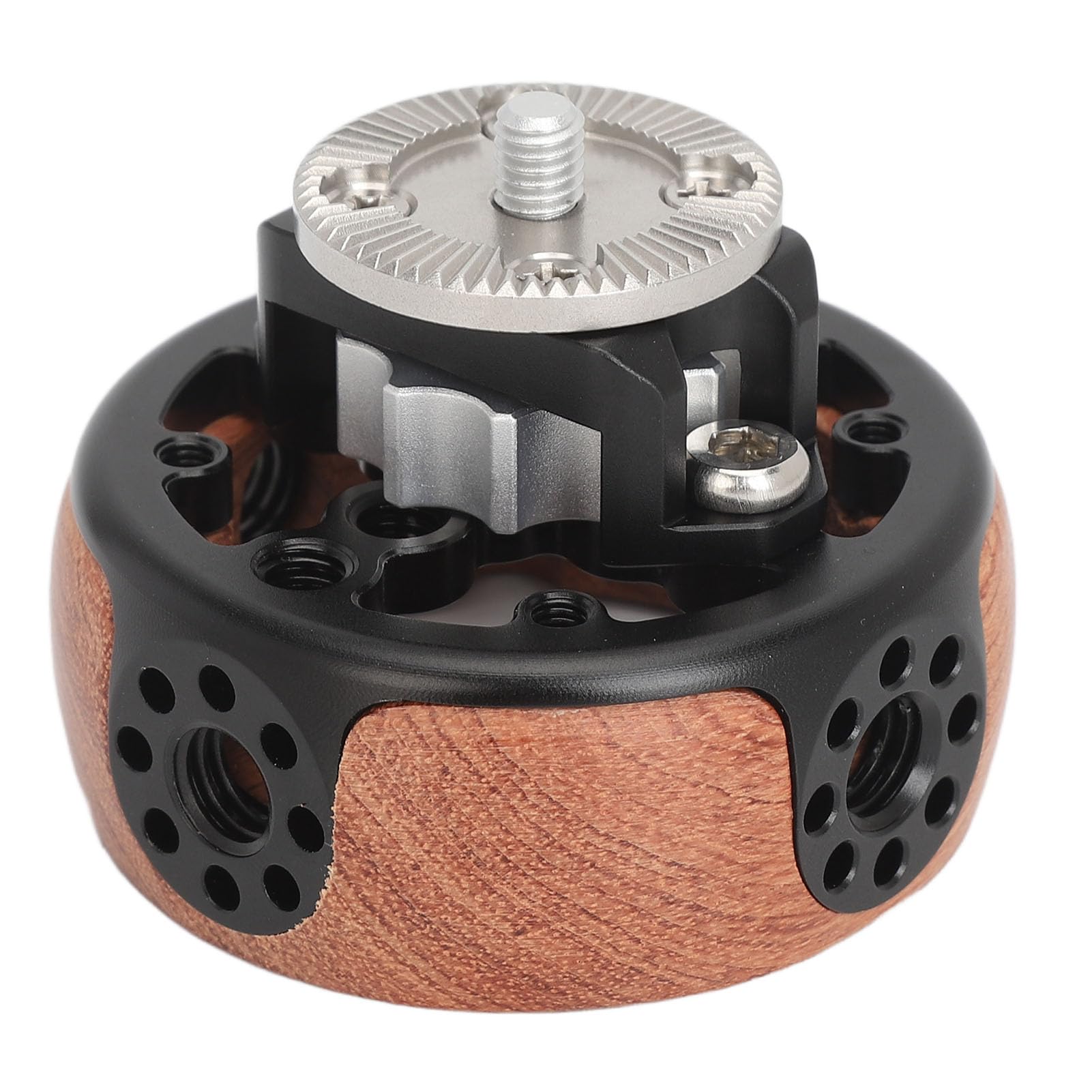 Gowenic Camera Wheel Shaped Side Handle, Ergonomic Wooden Handgrip Extension Connector For Slr Camera Mirrorless Camera Cage